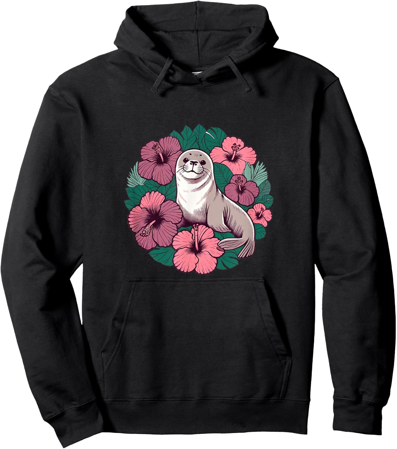 Retro Hawaii Hawaiian monk seal Hoodie - Hoodie | Black