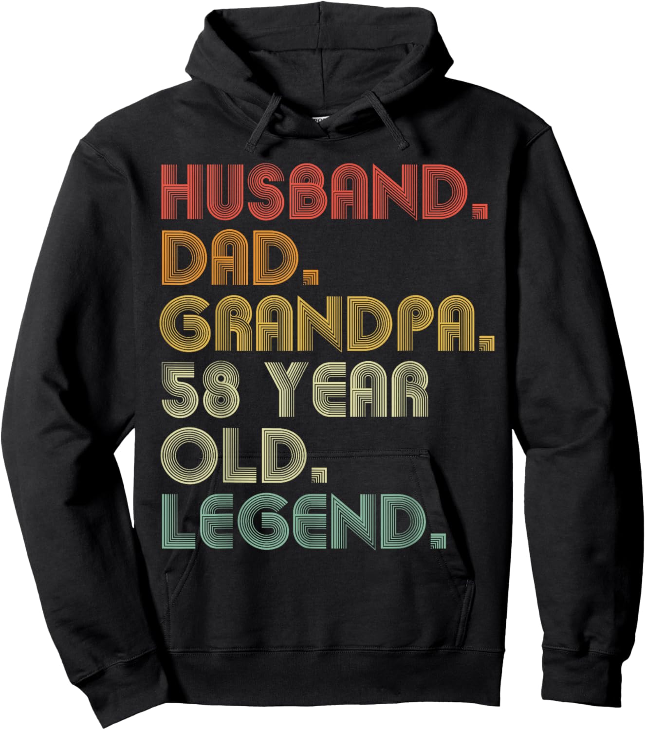 Husband Dad Grandpa 58 Year Old Legend Joke Funny Vintage Hoodie - Hoodie | Black