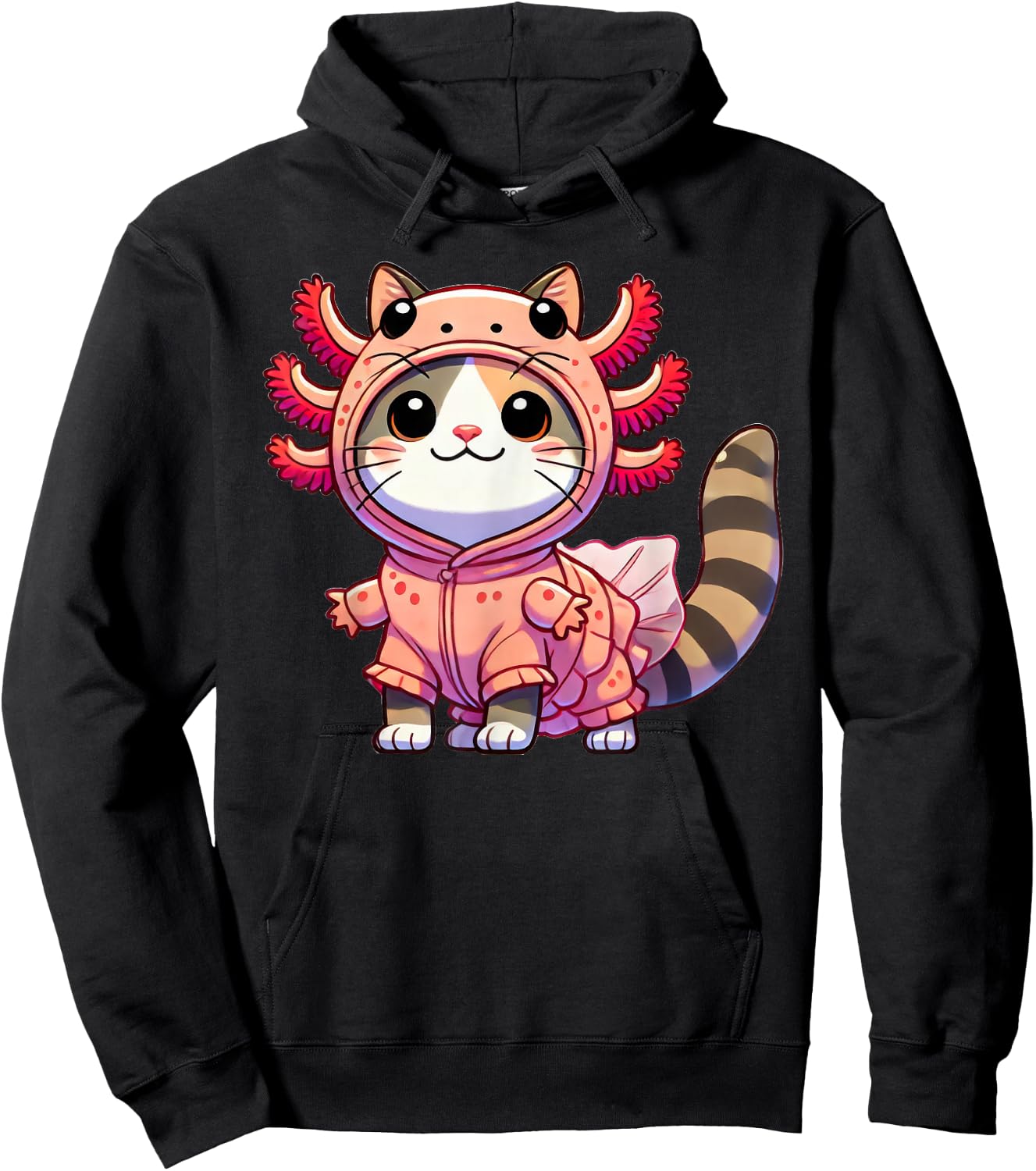 Kawaii Cat Kitten Axolotl Costume Women Kids Hoodie - Hoodie | Black