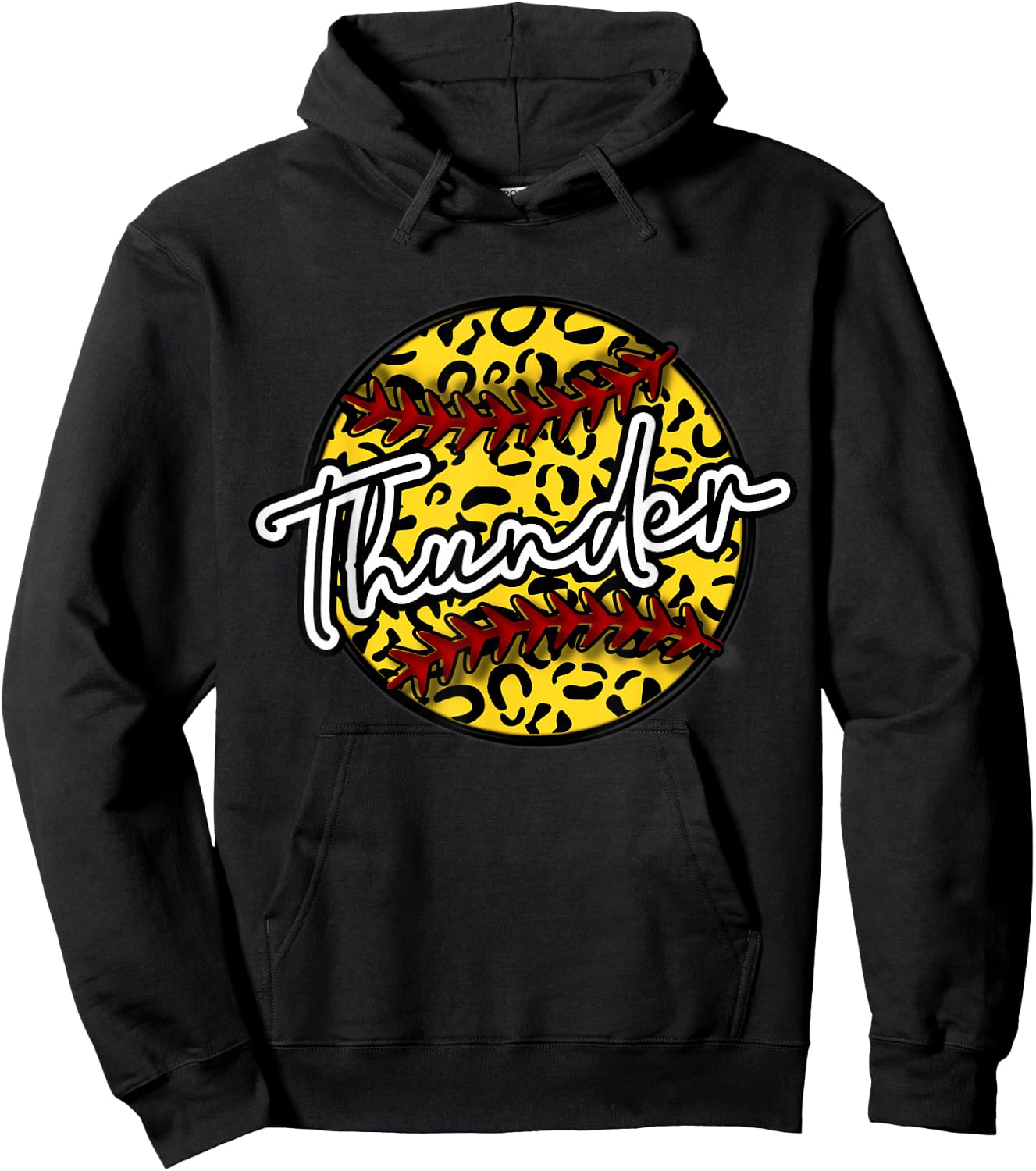 THUNDER Leopard Cheetah Softball Team Trendy Cute Womans Top Hoodie - Hoodie | Black