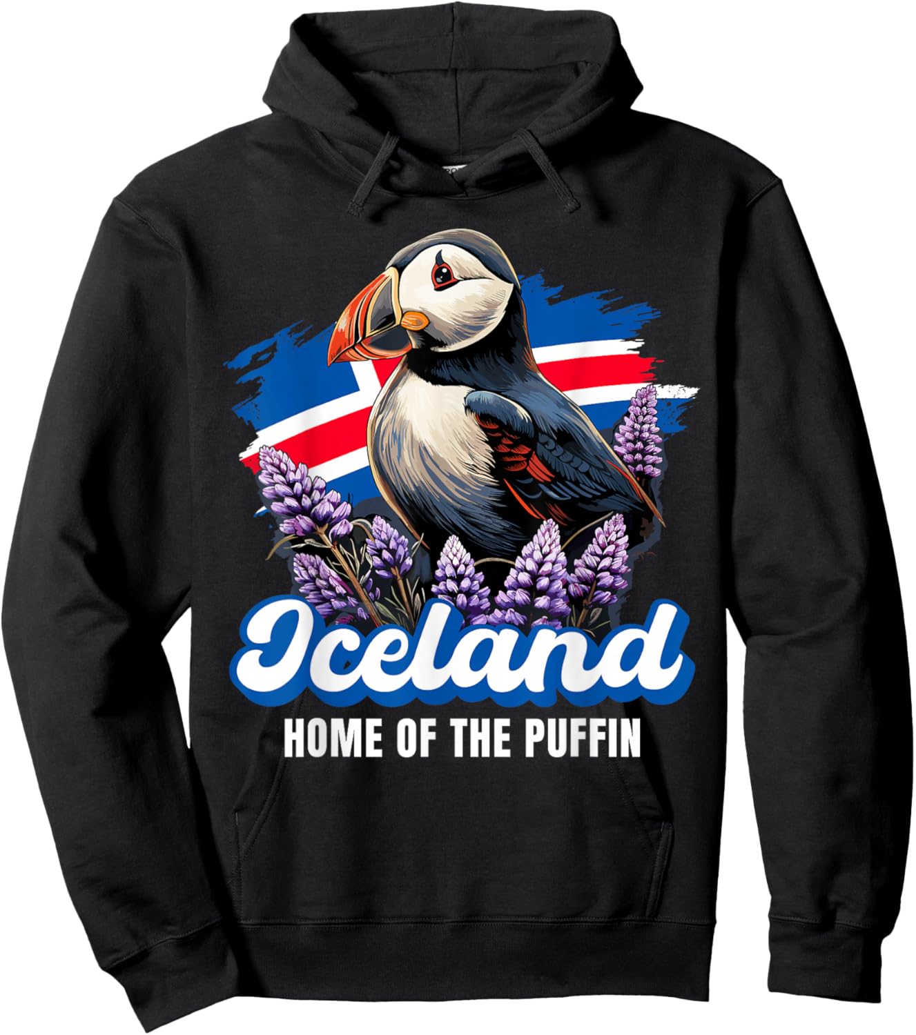 Iceland Iceland Iceland Flag Puffin , black Hoodie - Hoodie | Black