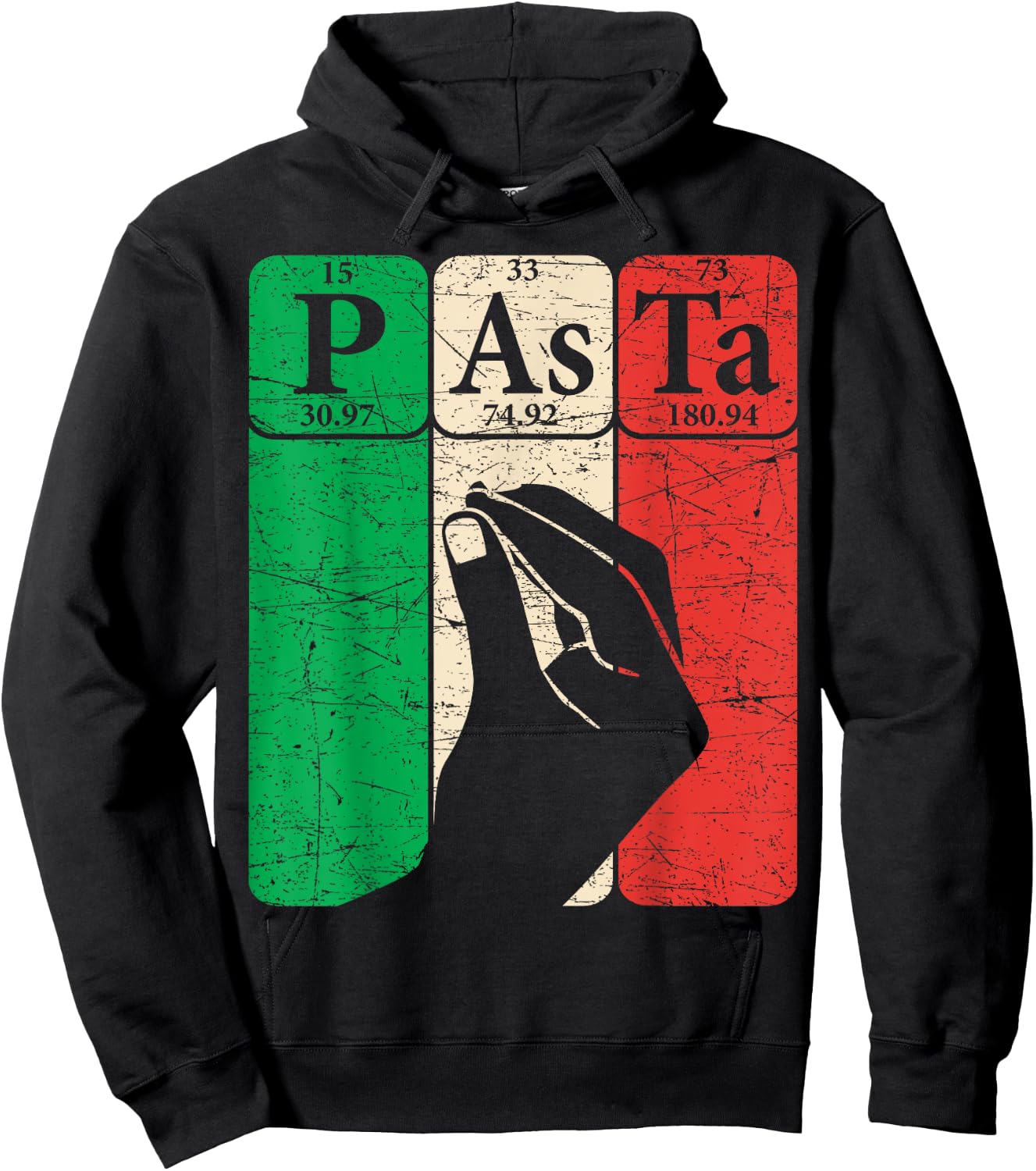 Italian Pasta Periodic Table Elements Italian Hand Gesture Hoodie - Hoodie | Black