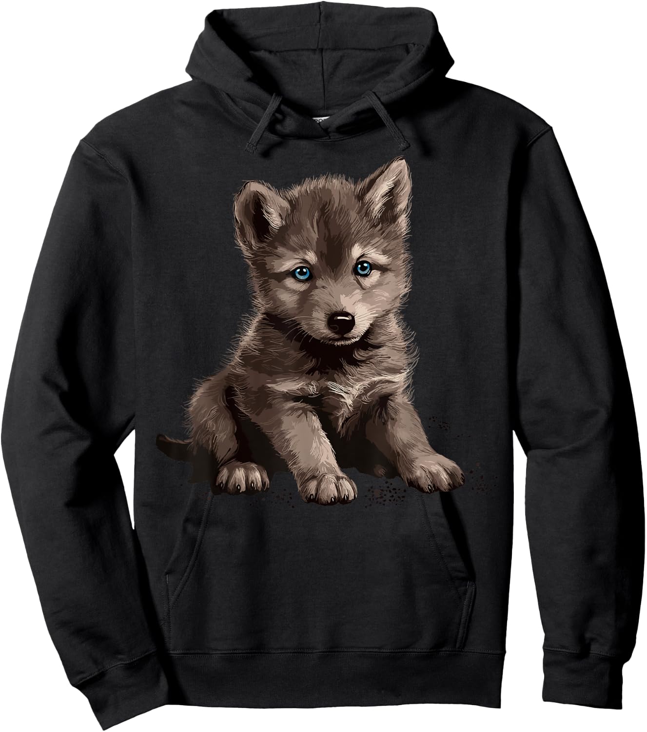 Wolves Blue Eyes Nature Pack Forest Cub Wolf Hoodie - Hoodie | Black