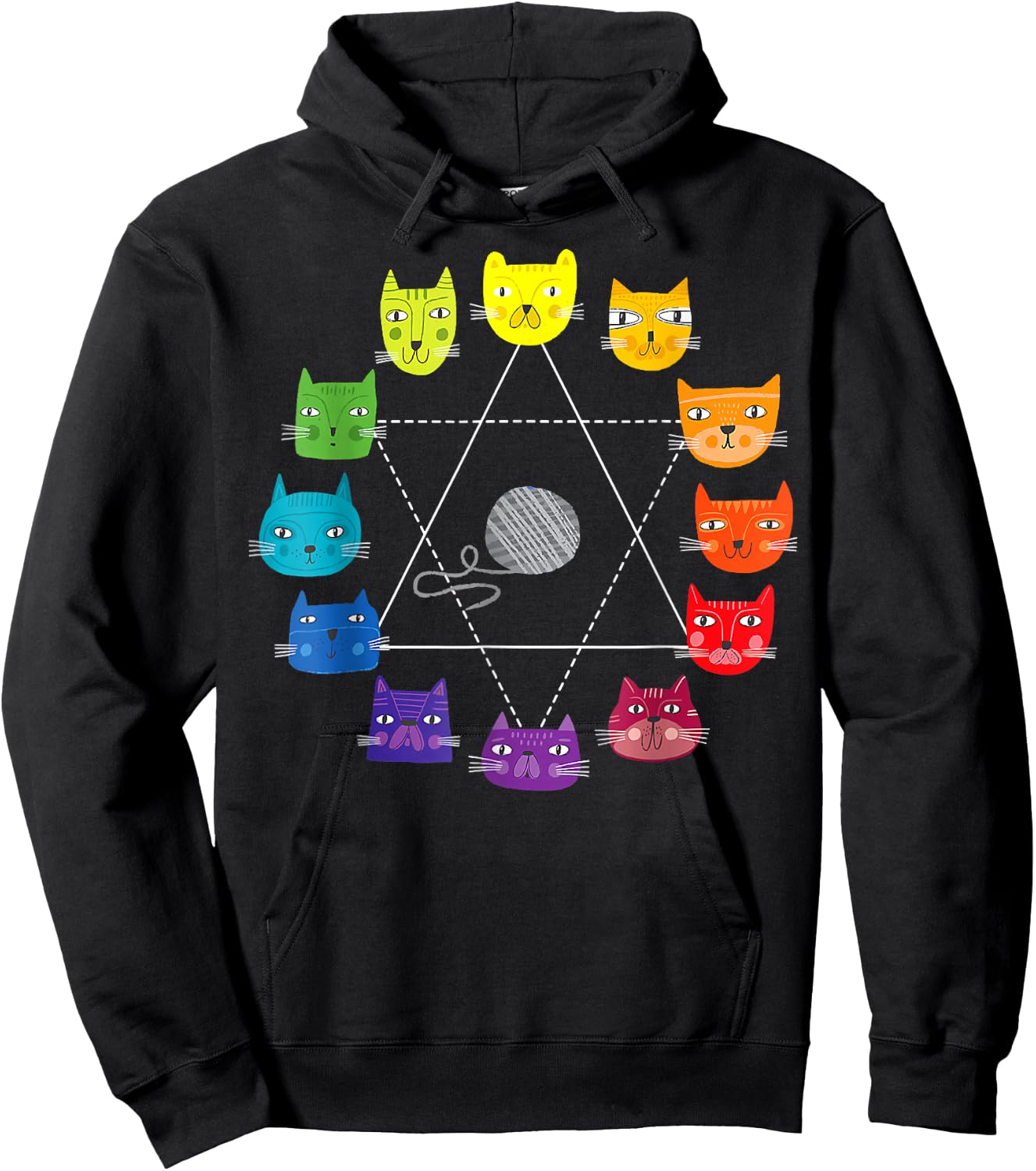 Cat Themed Artist Color Wheel Educational Art Teacher Small Hoodie - Hoodie | Black