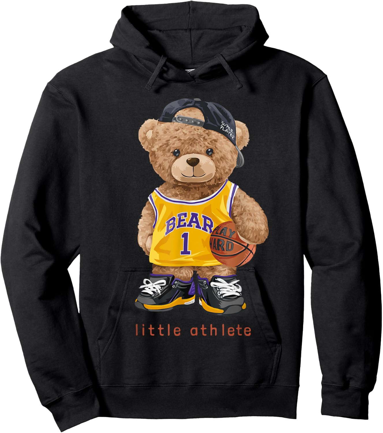 Adorable Teddy Bear Basketball Player Hoodie - Hoodie | Black