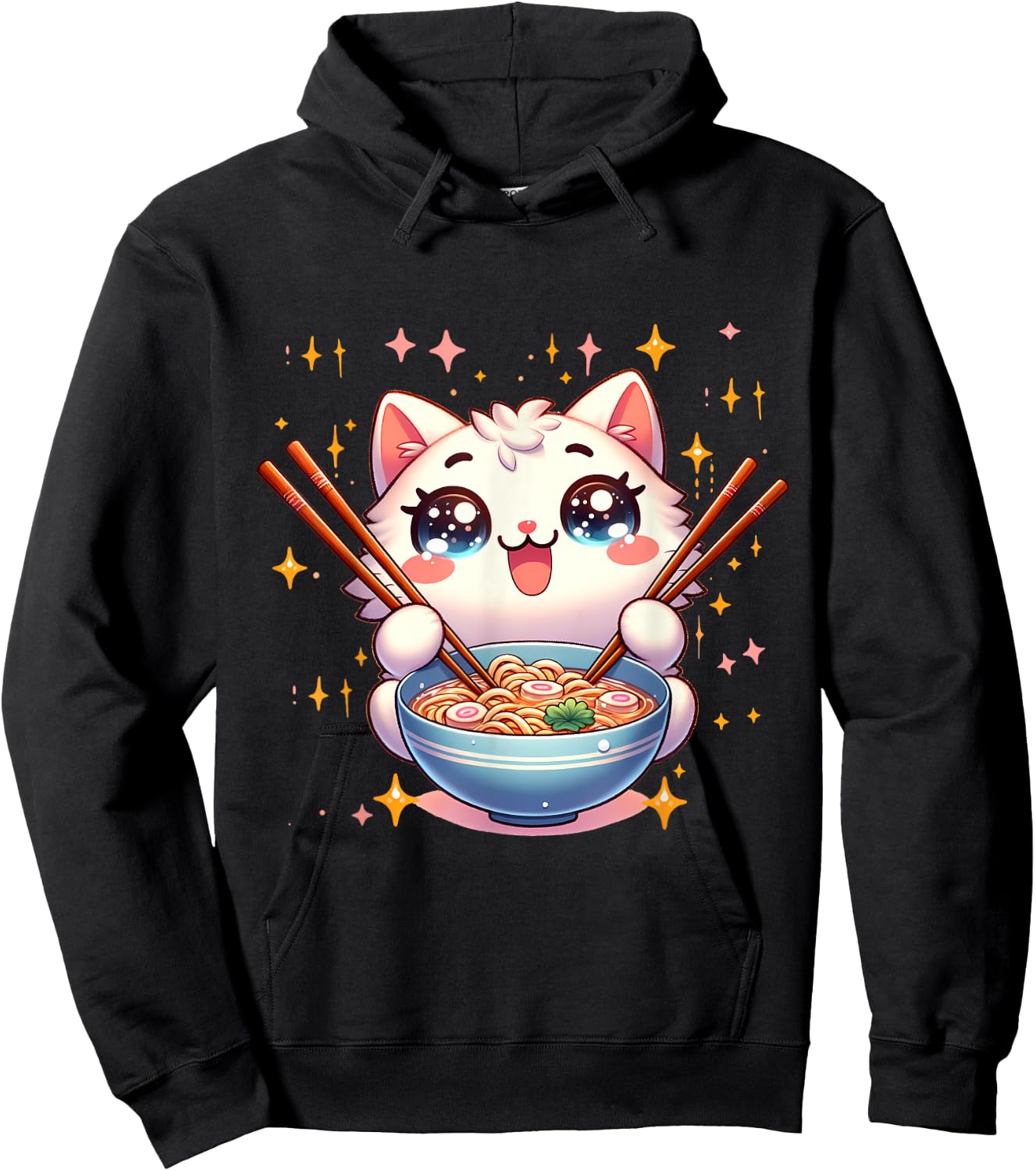Katze Ramen Essen Nudeln Manga Anime Japanisch Kawaii Cute , black Hoodie - Hoodie | Black