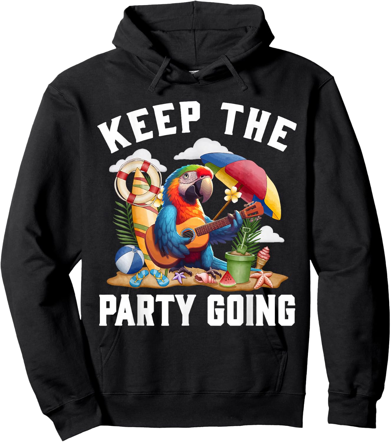 Keep the Party Going Funny Parrot Tribute , Small, Black Hoodie - Hoodie | Black