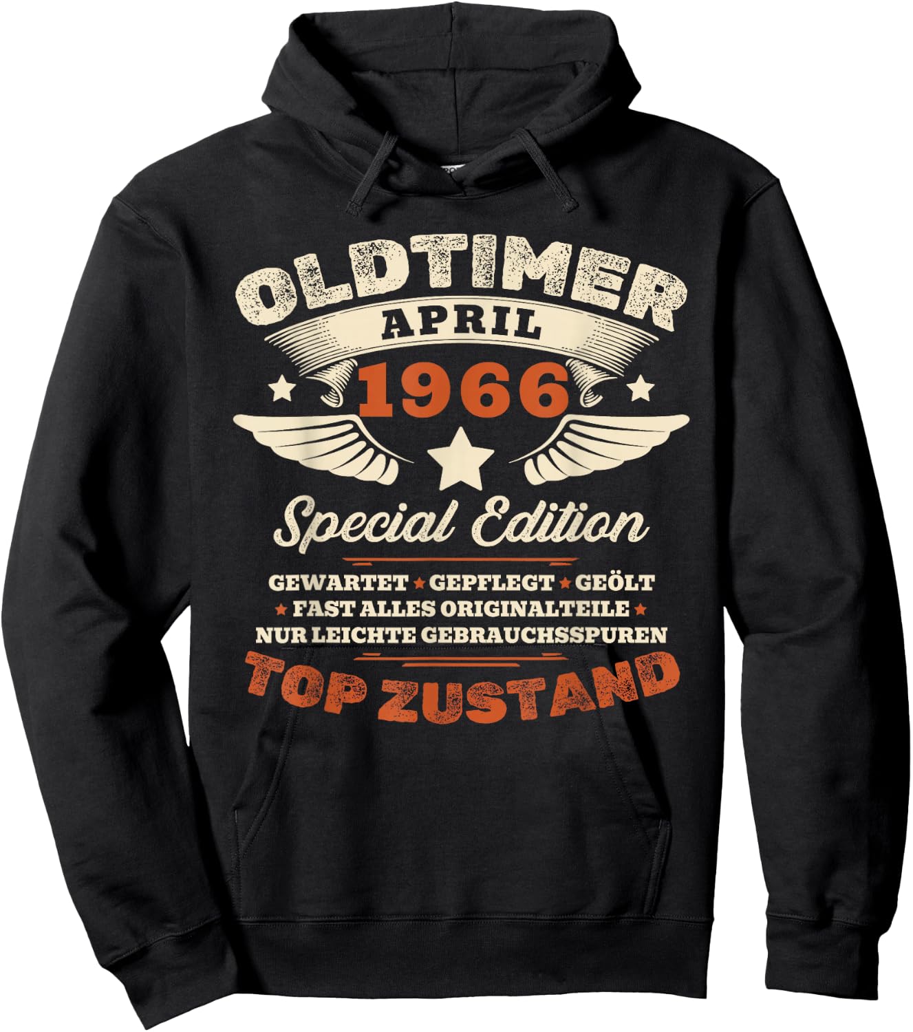 60. Geburtstag Geschenk Mann Oldtimer April 1966 60 Jahre Hoodie - Hoodie | Black