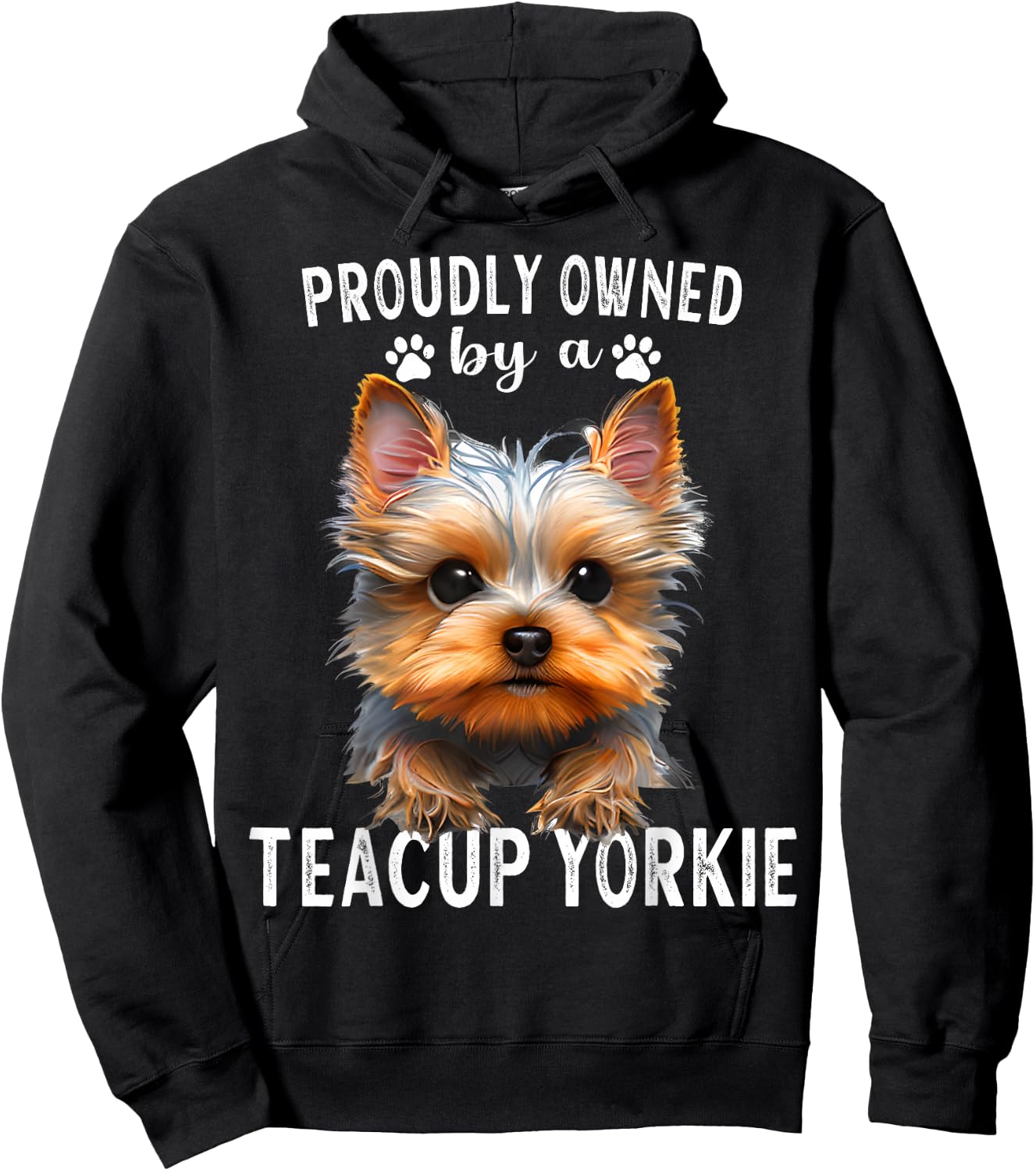 Teacup Yorkie Dad Collar Small Yorkshire Terrier Teacup Hoodie - Hoodie | Black