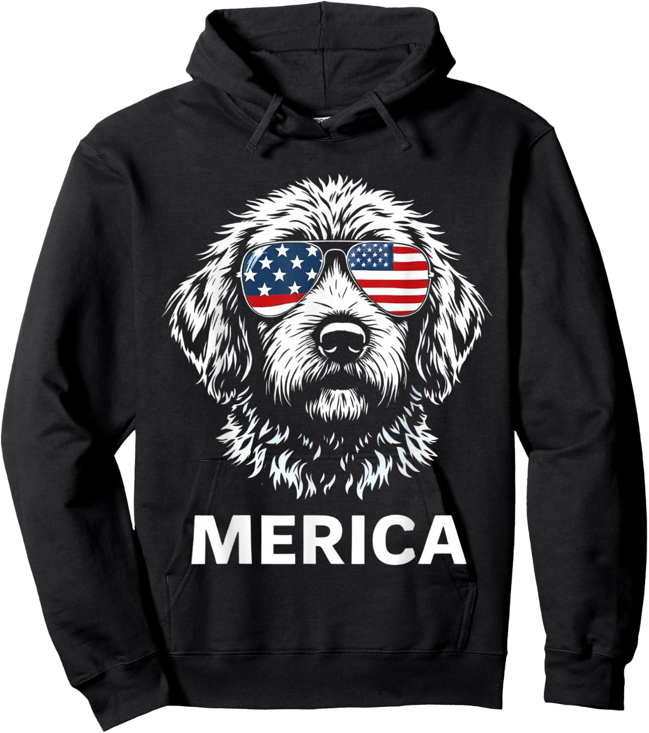 American Flag Merica Goldendoodle dog 4th Of July kids women Hoodie - Hoodie | Black