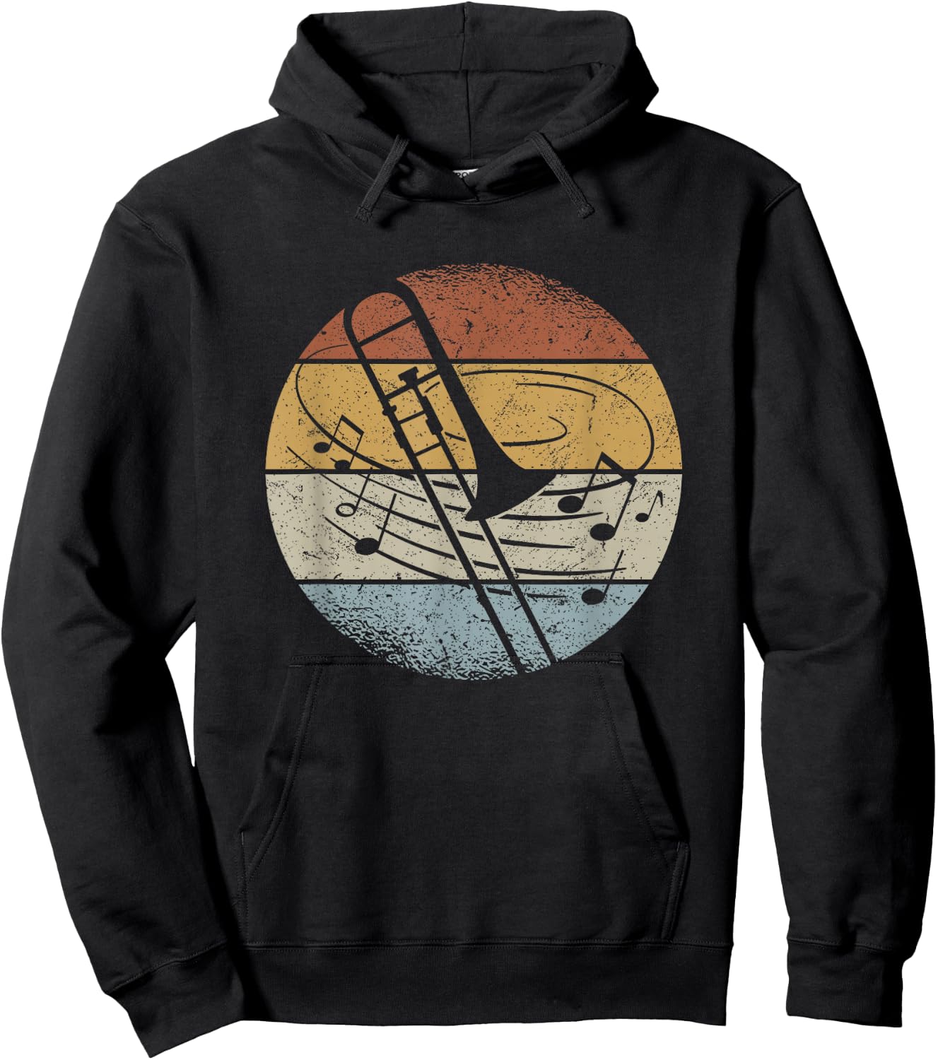 Trombone Orchestra Musician Notes Retro Trombone , black, s Hoodie - Hoodie | Black