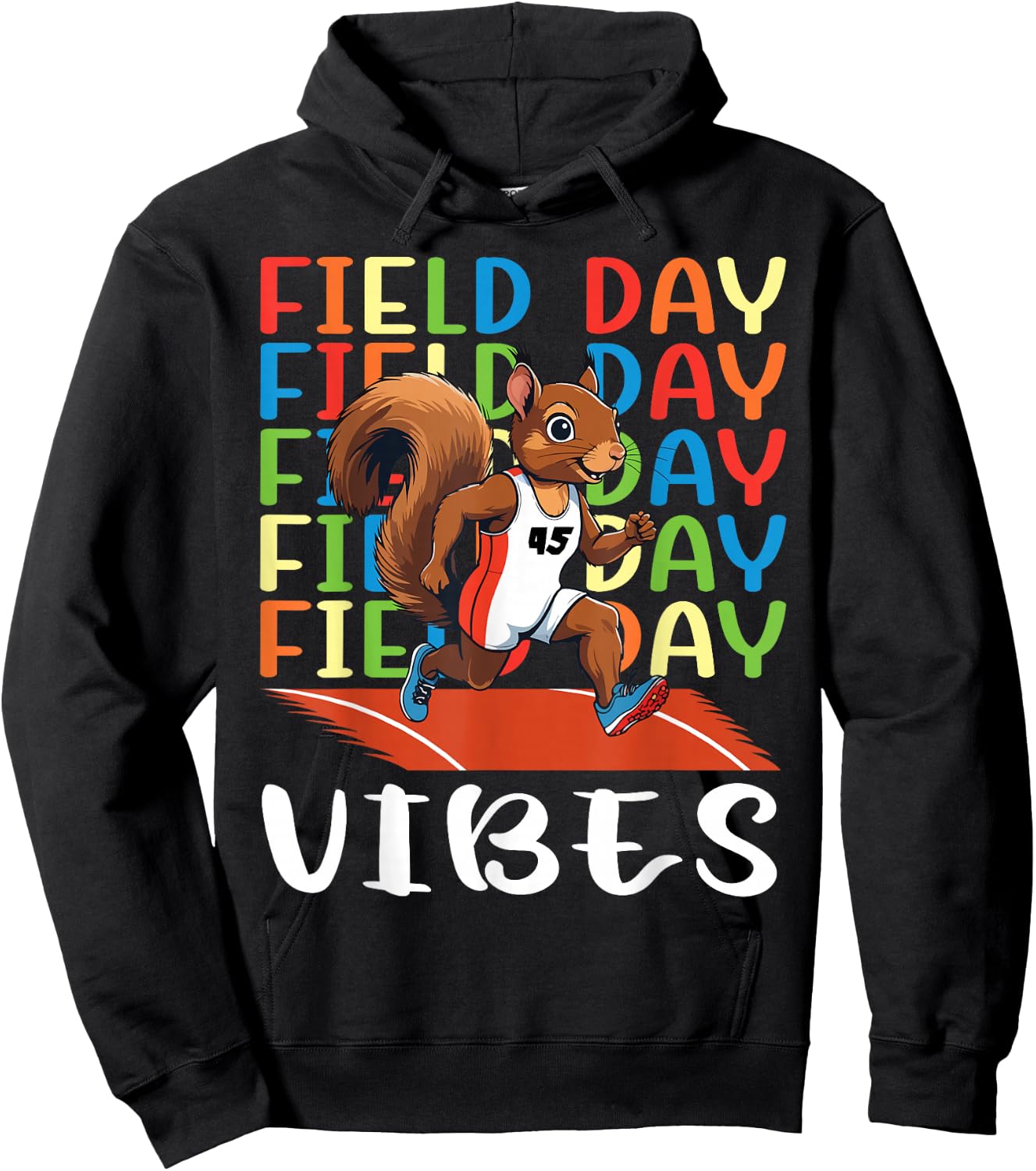 Field Day Field Day Field Day Vibes Running Squirrel Athlete Hoodie - Hoodie | Black