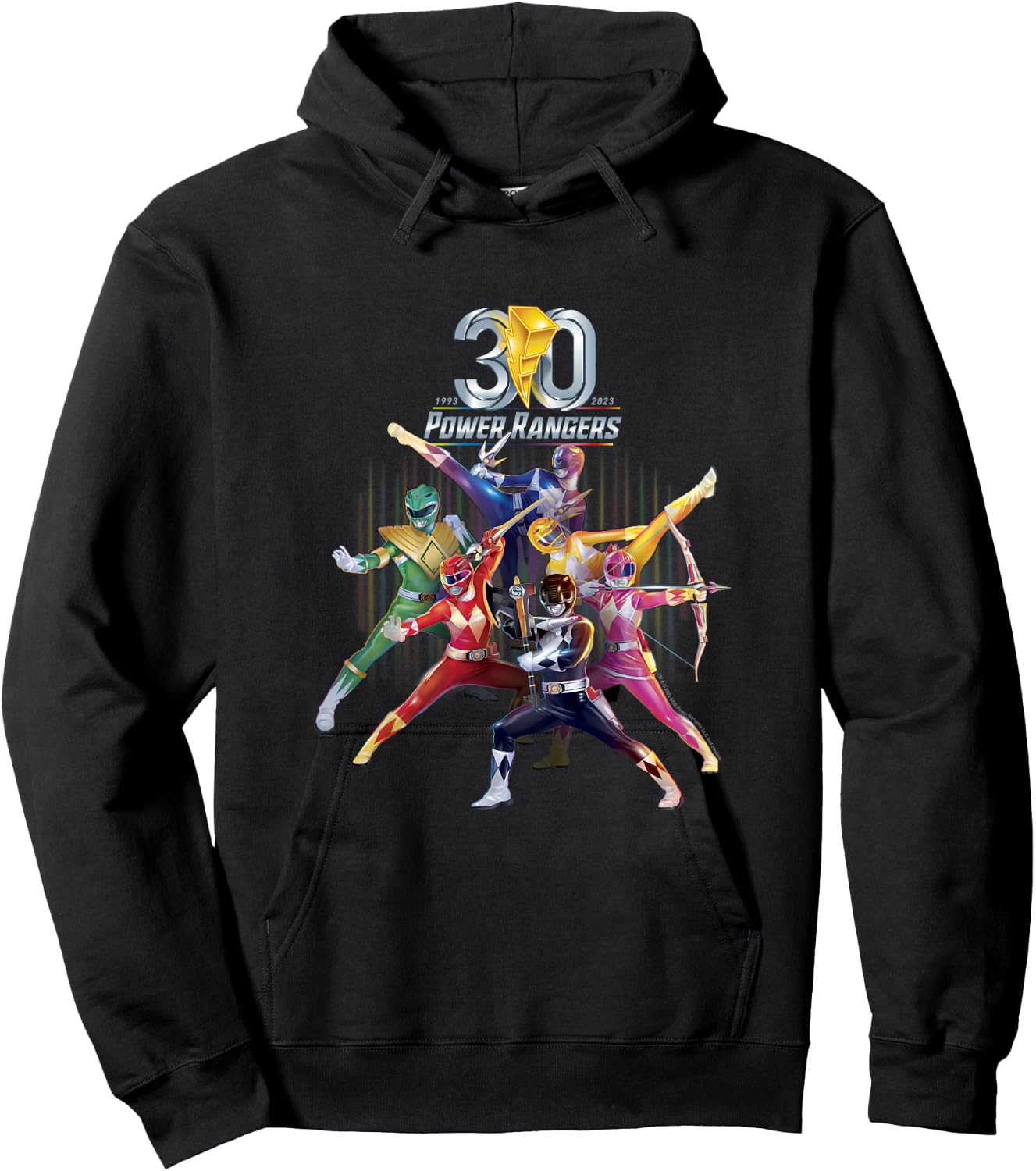 Kinder Power Rangers 30th Anniversary Mighty Morphin Vintage Poster Hoodie - Hoodie | Black