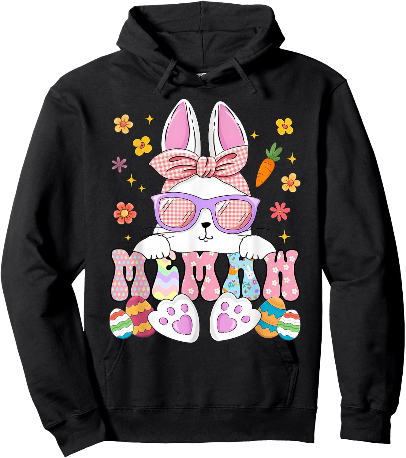 Happy Easter Day Memaw Bunny Matching Family Easter Party Hoodie - Hoodie | Black