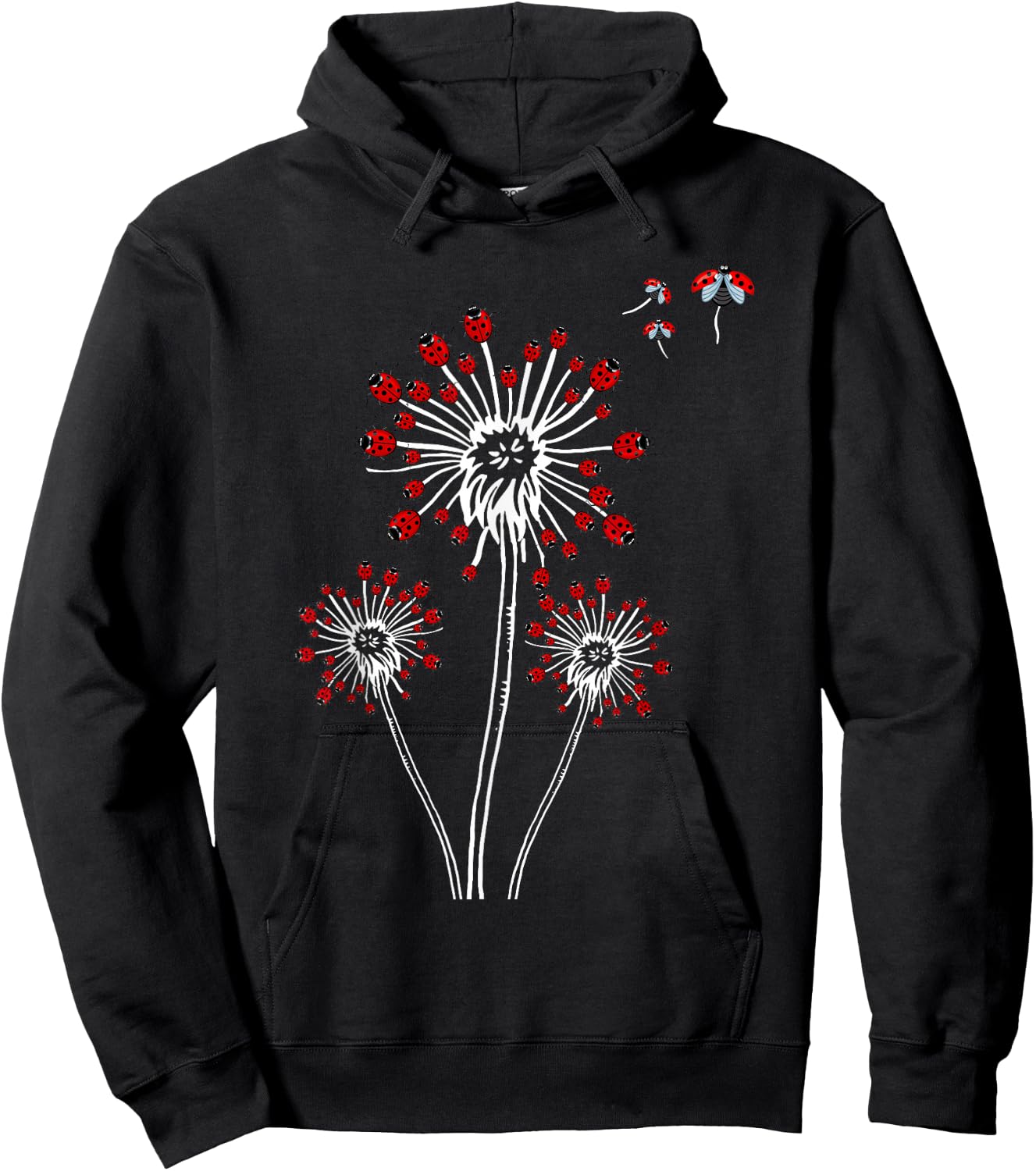 Flower Dandelion Ladybugs for Ladybug Lover | Ladybug Hoodie - Hoodie | Black