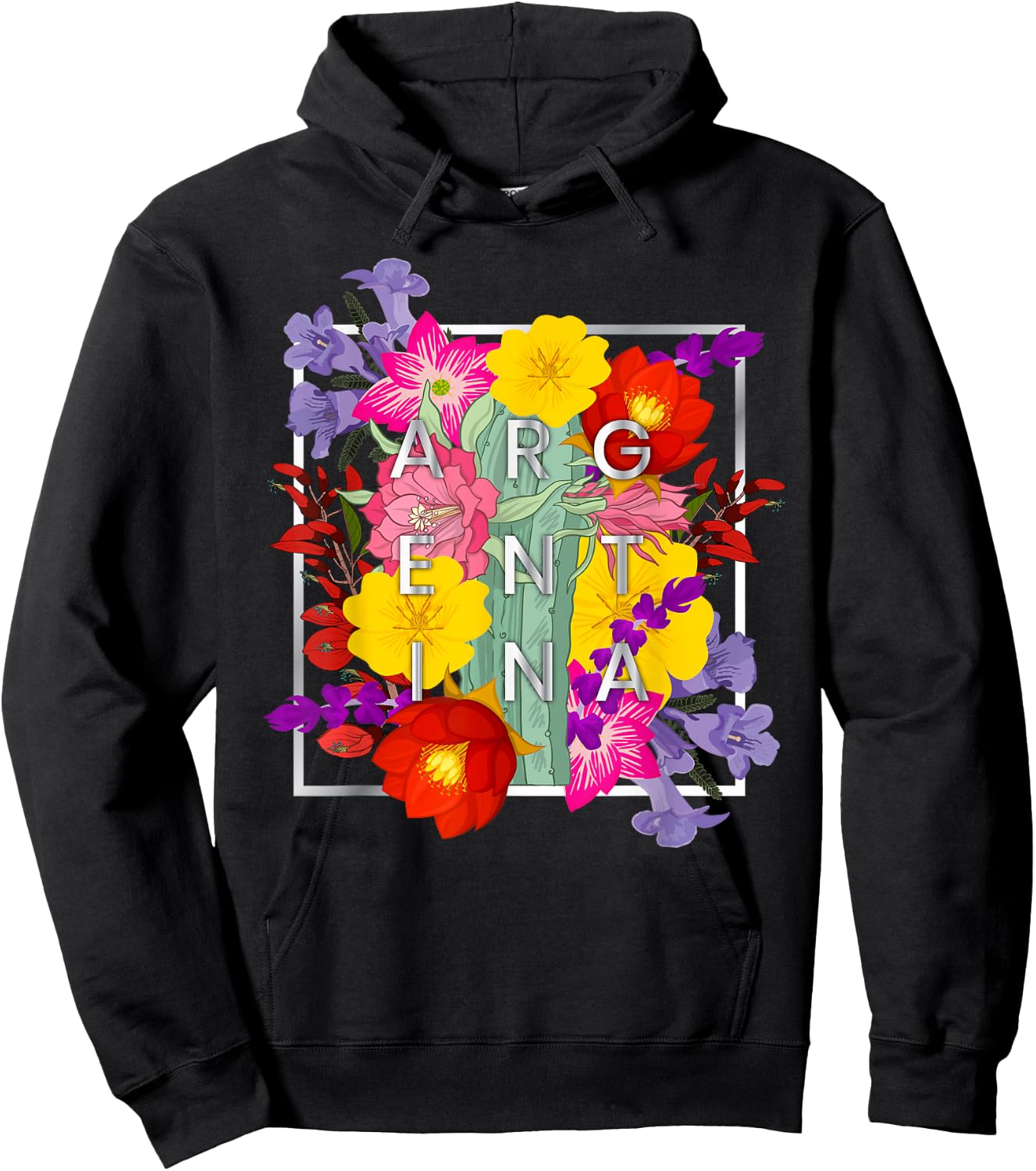 Flowers of Argentine Word Art - Argentine Pride Hoodie - Hoodie | Black