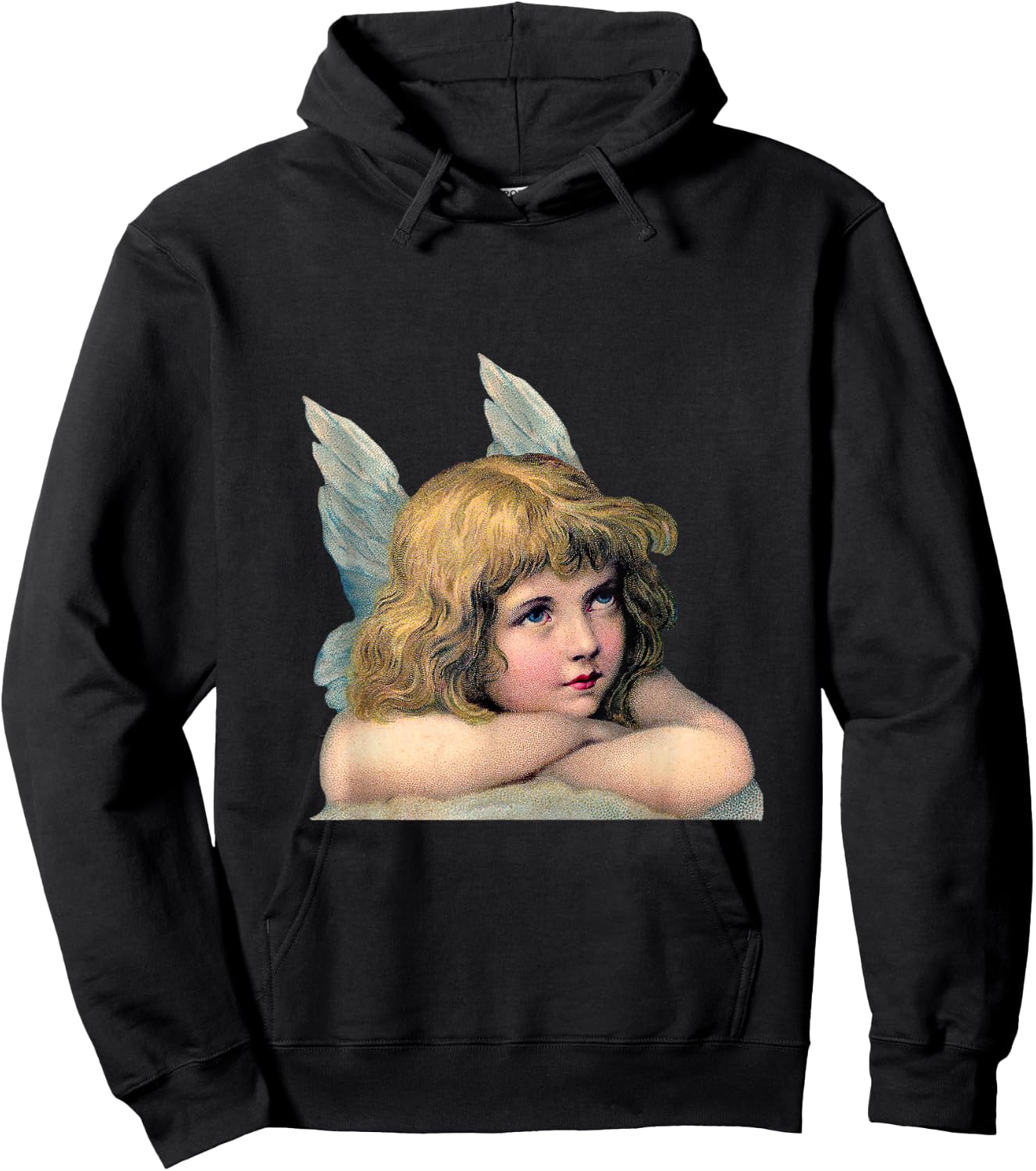 Ange vintage sur nuage céleste protection ange Hoodie - Hoodie | Black
