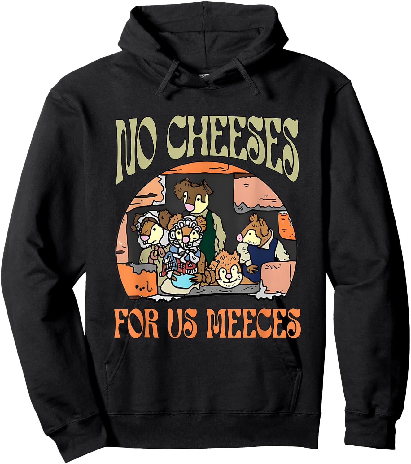 No Retro Cheeses For Us Party Meeces Christmas Holiday Hoodie - Hoodie | Black