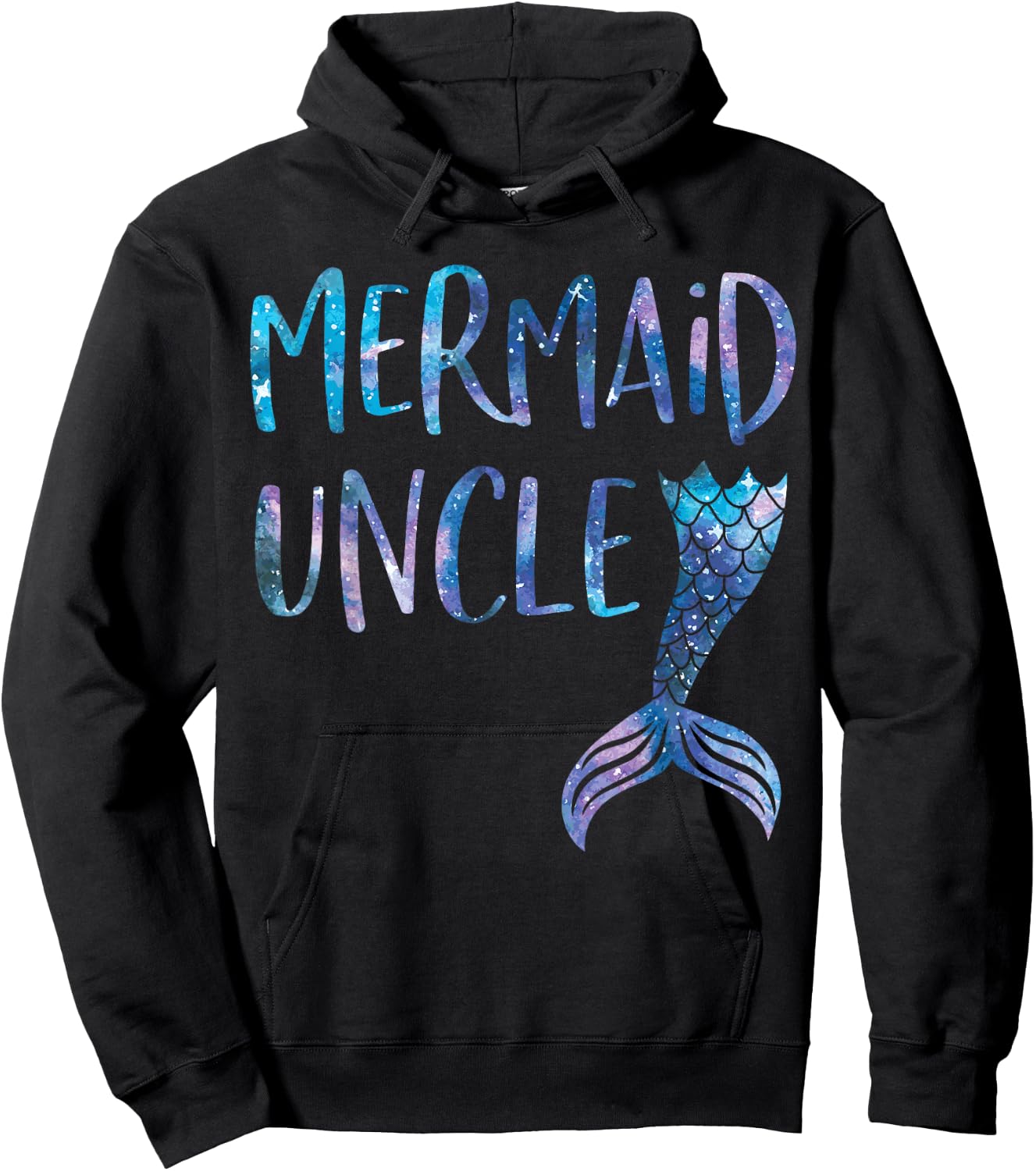 Mermaid Uncle Tail Matching Mermaid Squad Birthday Party Hoodie - Hoodie | Black