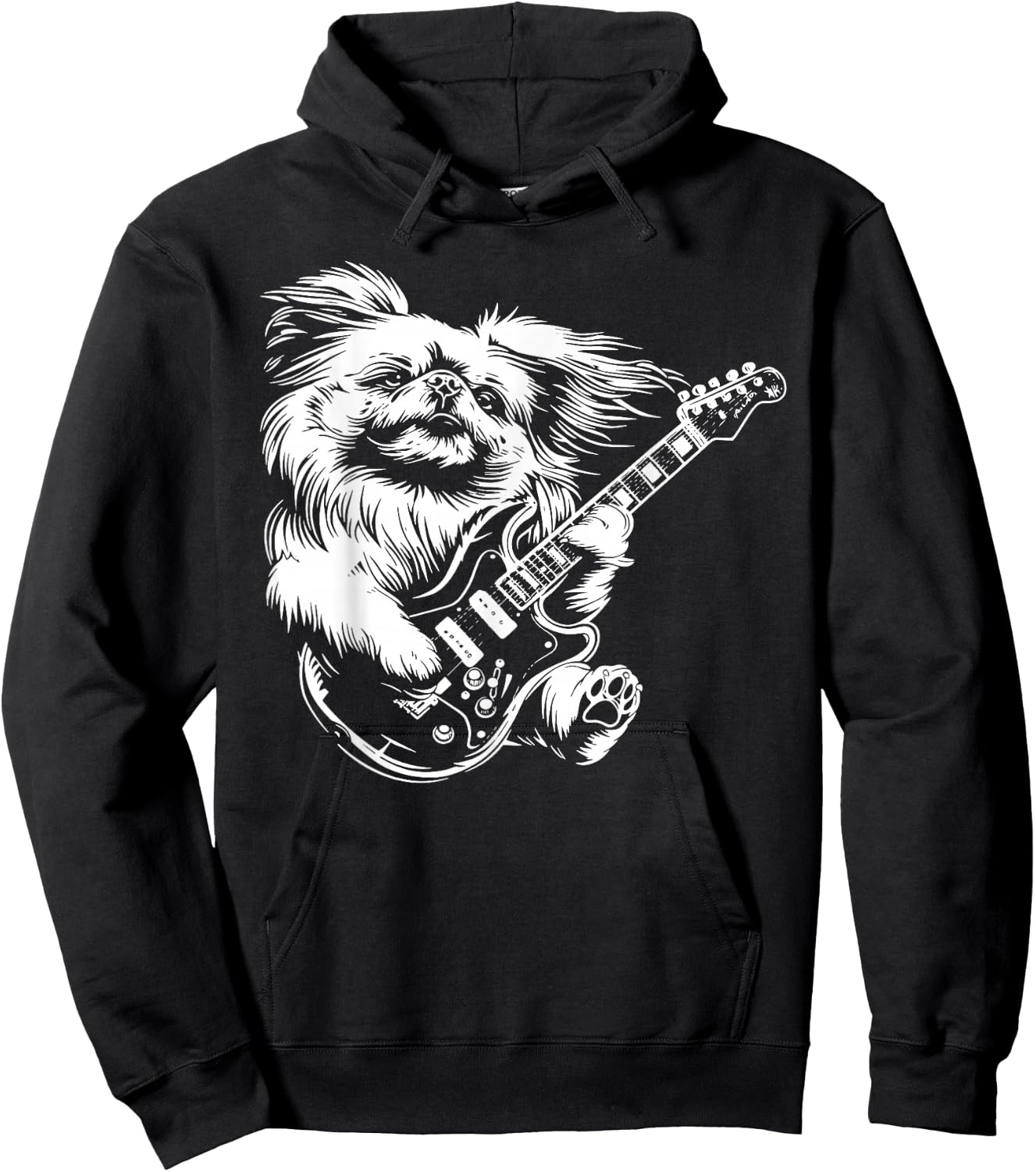 Dog Guitarist Guitar - Pekingese Dad Mom Men Women Hoodie - Hoodie | Black