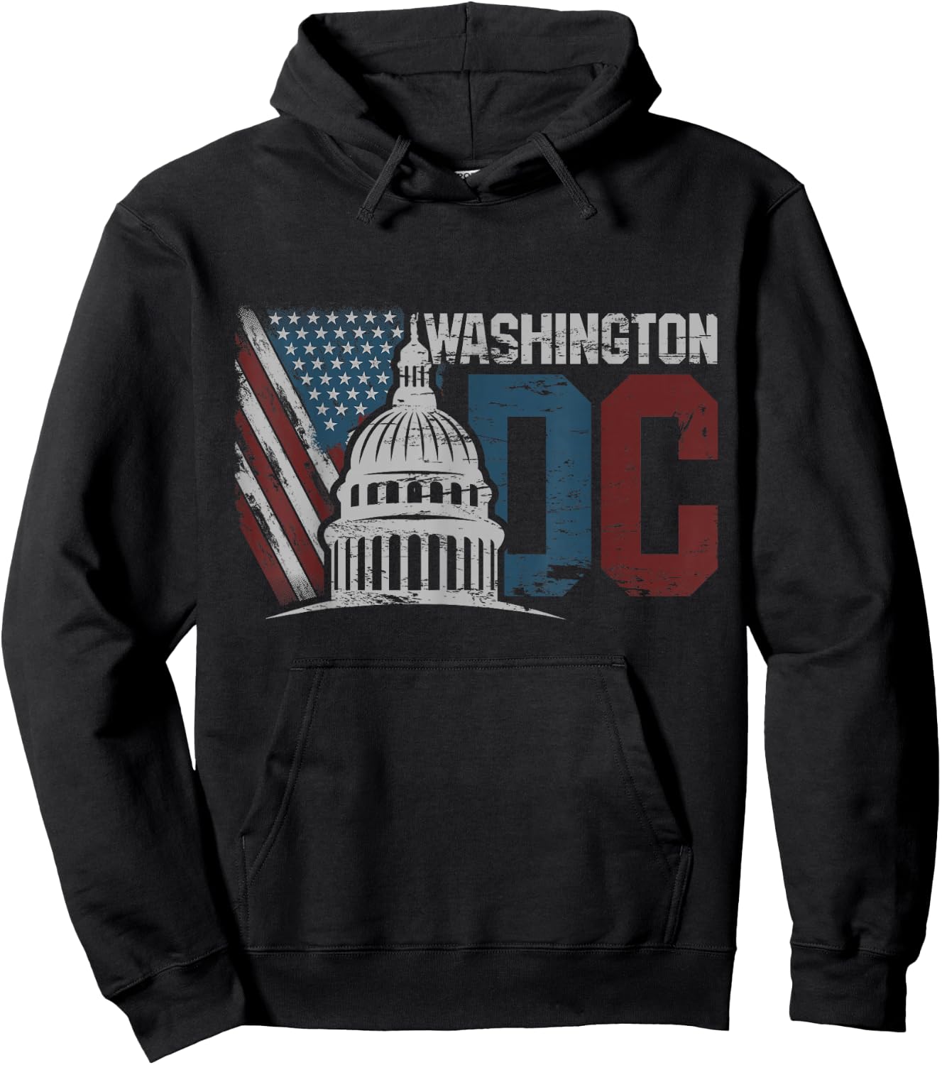 Washington DC Capitol Hill USA Flag Souvenir design Hoodie - Hoodie | Black