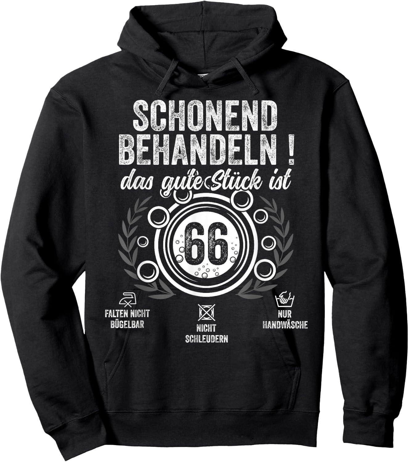 66. Geburtstag schonend behandeln.Pflegehinweis: 66 Jahre Hoodie - Hoodie | Black