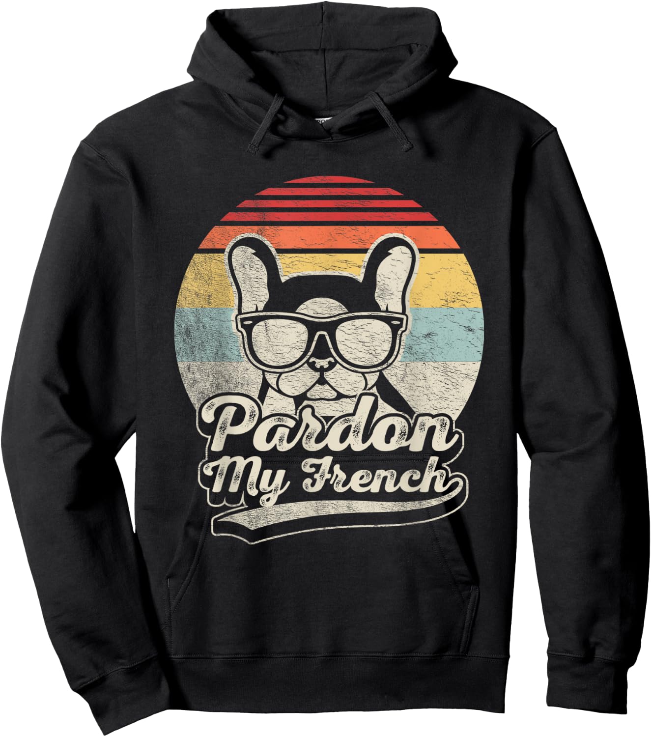 Retro Vintage Pardon My French Frenchie French Bulldog Hoodie - Hoodie | Black