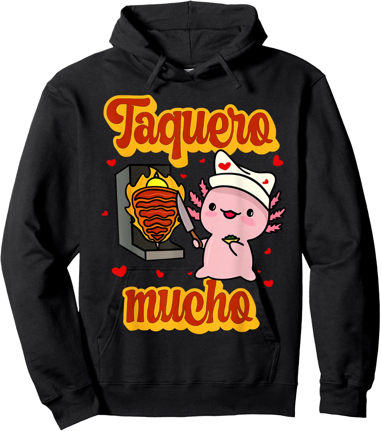 Taquero Mucho Cute Mexican Ajolote Valentines Hoodie - Hoodie | Black