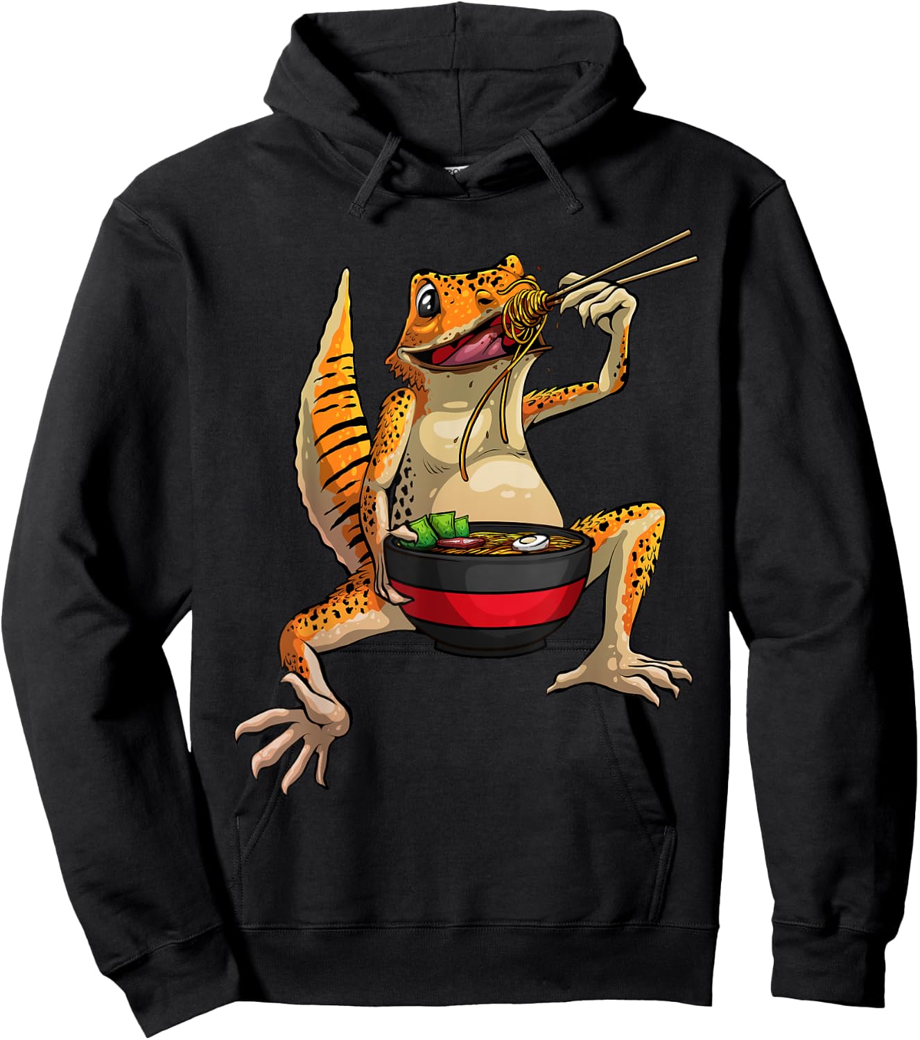 Best Leopard Gecko Women Lizard Reptile Ramen Food Hoodie - Hoodie | Black