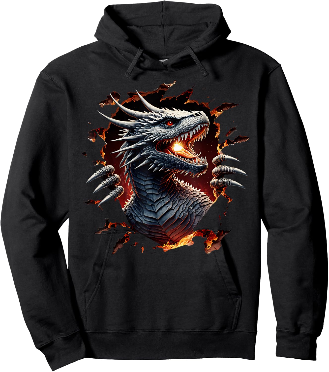 Fierce Black Dragon Burst , Black, S Hoodie - Hoodie | Black