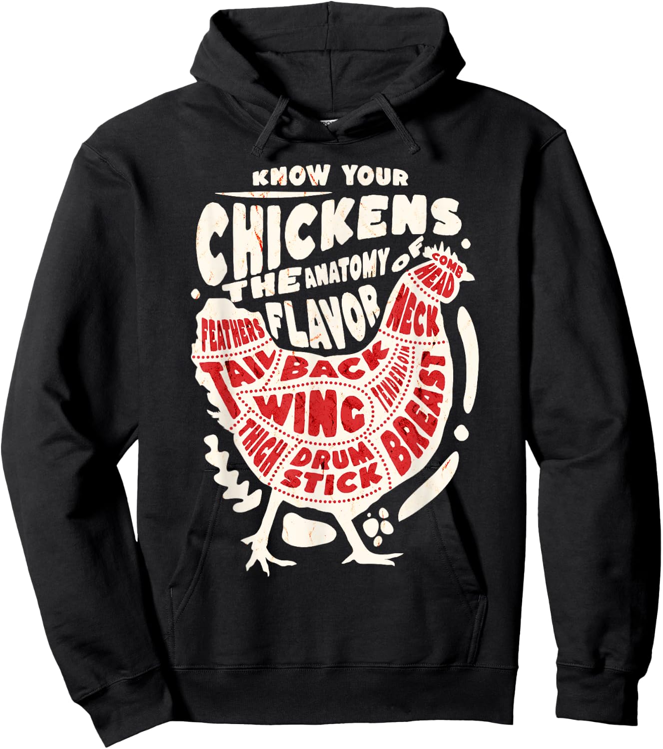 Know Your Chicken The Anatomy of Flavor Funny Rooster Design Hoodie - Hoodie | Black