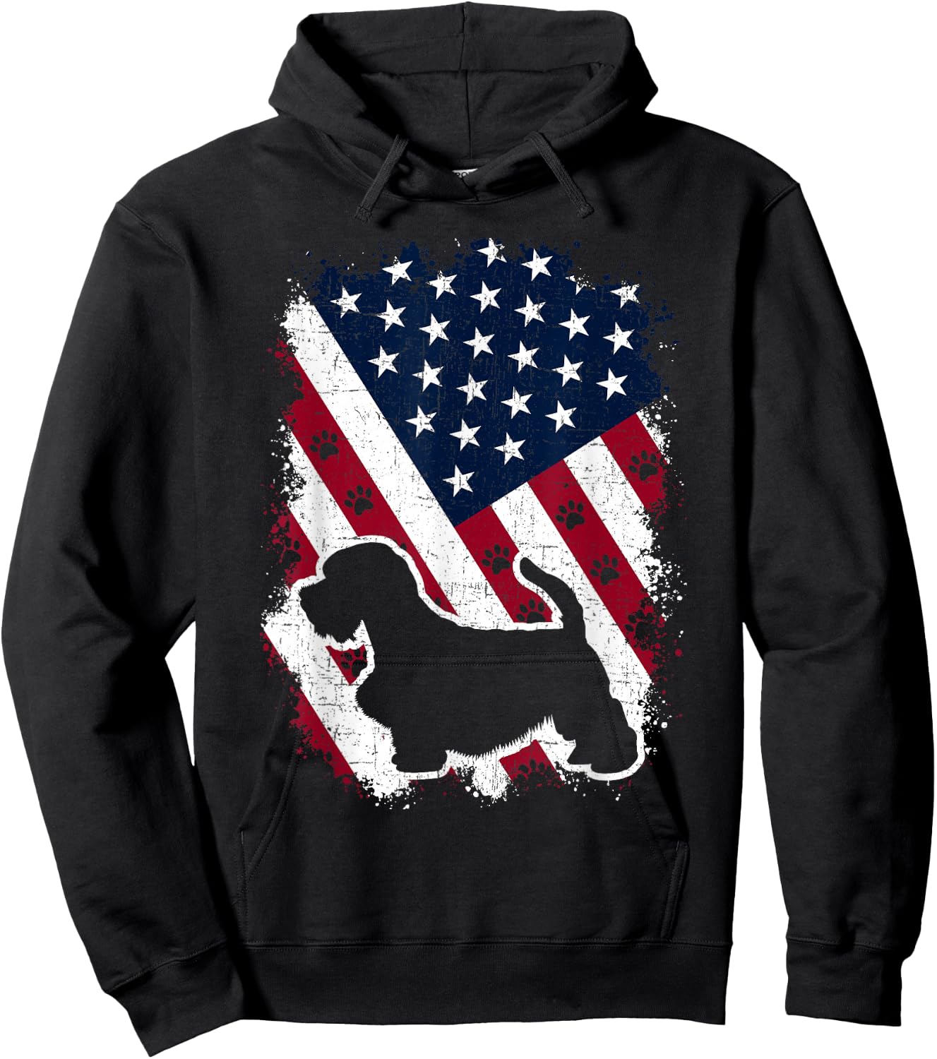 American US Flag Sealyham Terrier Dog Lover 4th of July Hoodie - Hoodie | Black
