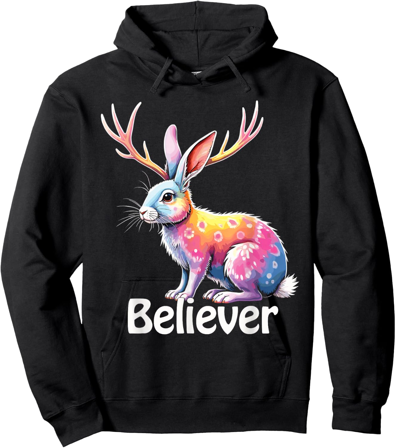 Jackalope Funny Cryptid Mythical Rabbit Hoodie - Hoodie | Black