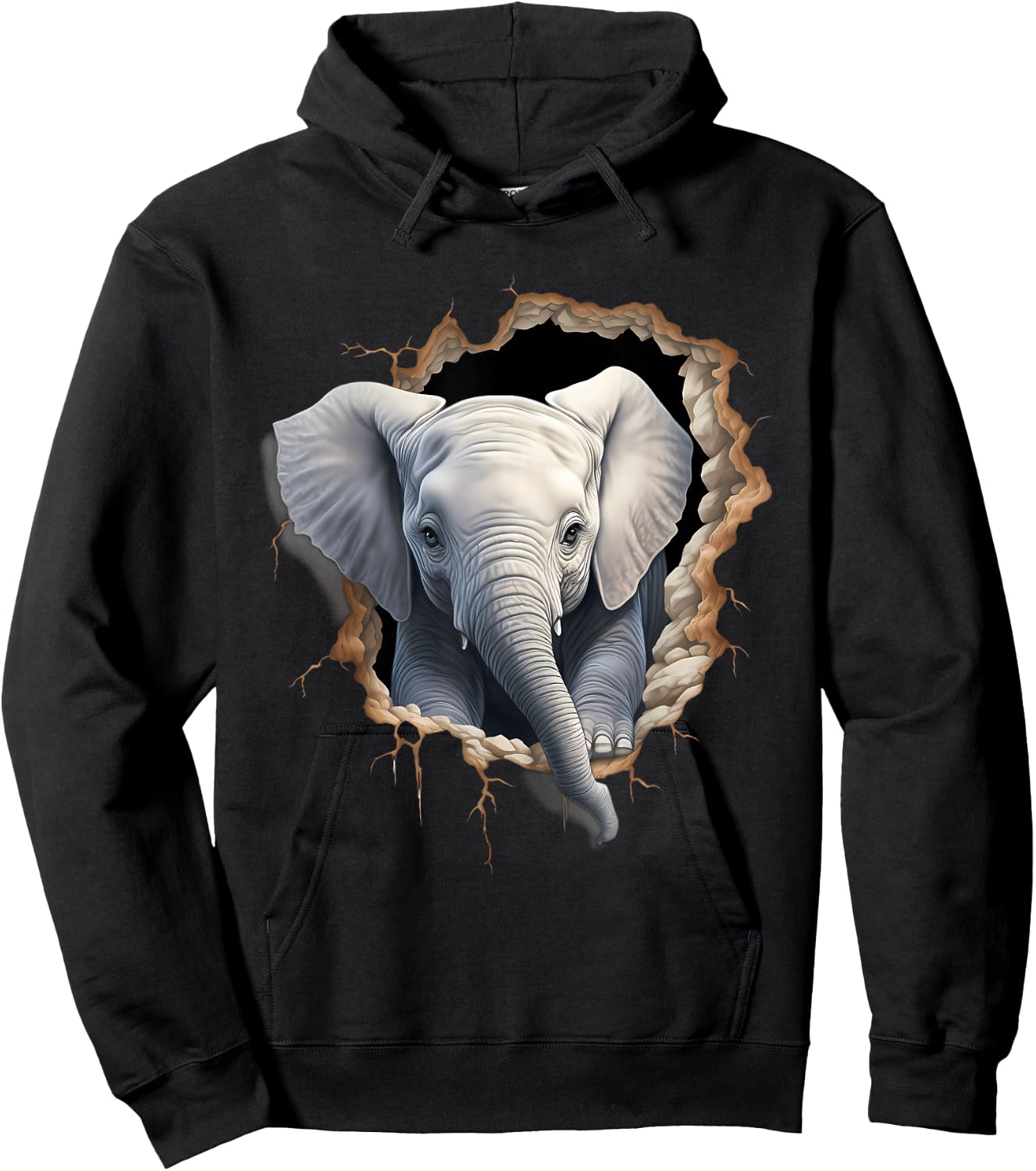 Elefanten-Wandmotiv Kunstwerk Tierwelt afrikanische Tierliebhaber Hoodie - Hoodie | Black