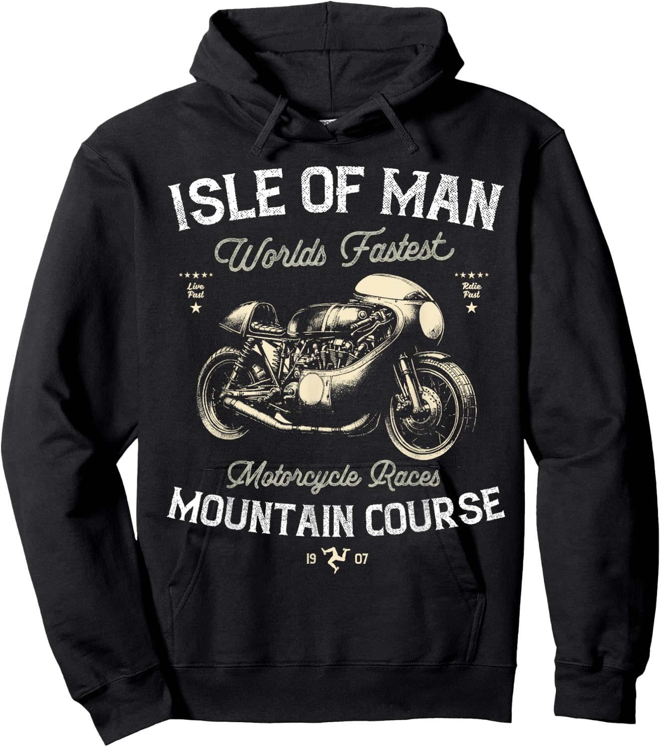 Retro Isle of Man TT Races Vintage Motorcycle Race , black Hoodie - Hoodie | Black