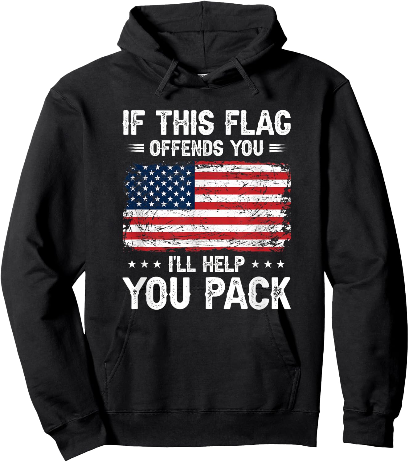 If This Offends You I'll Help You Pack USA American Flag Hoodie - Hoodie | Black