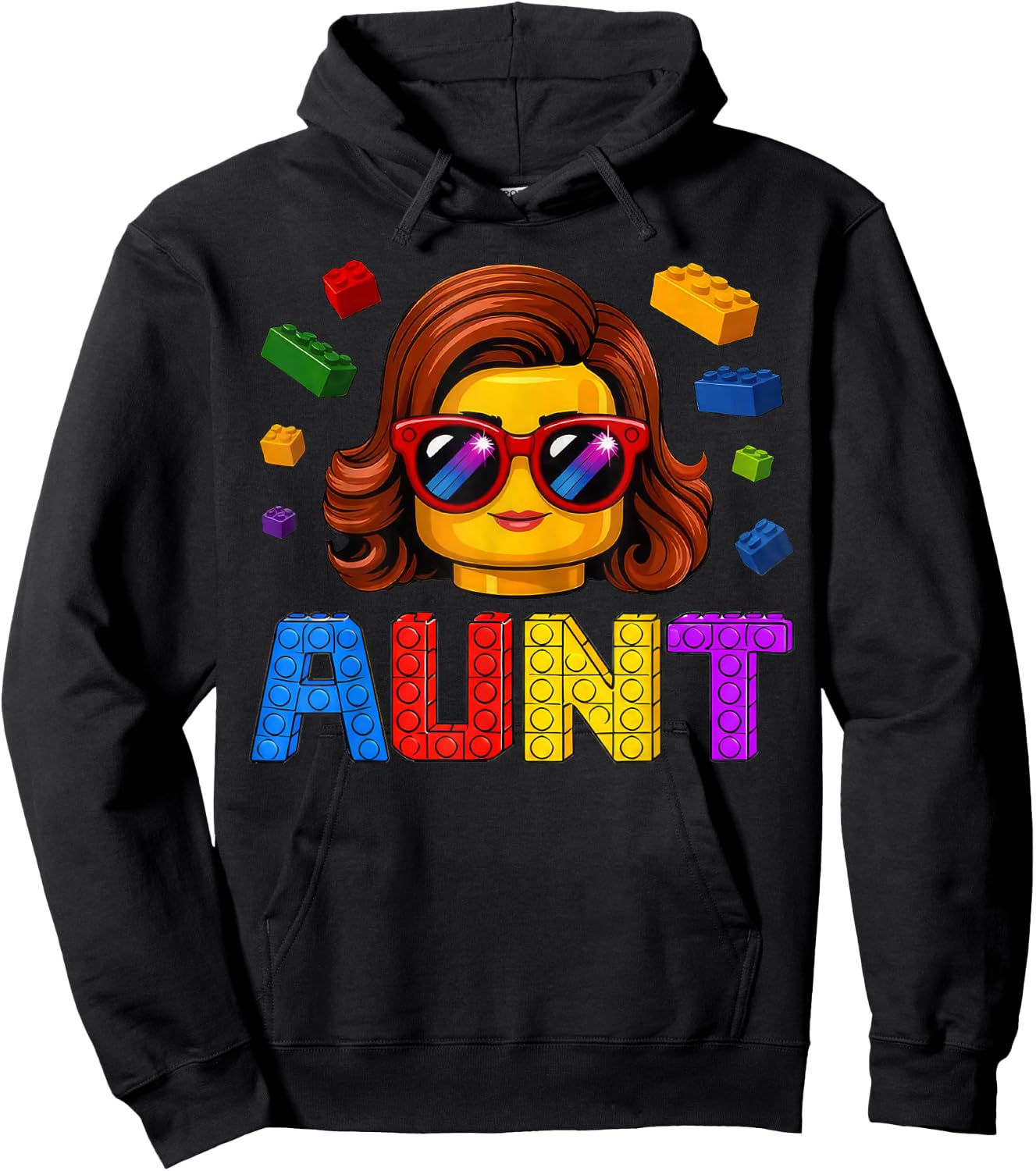 Family Aunt Master Builder Building Bricks Blocks MothersDay Hoodie - Hoodie | Black