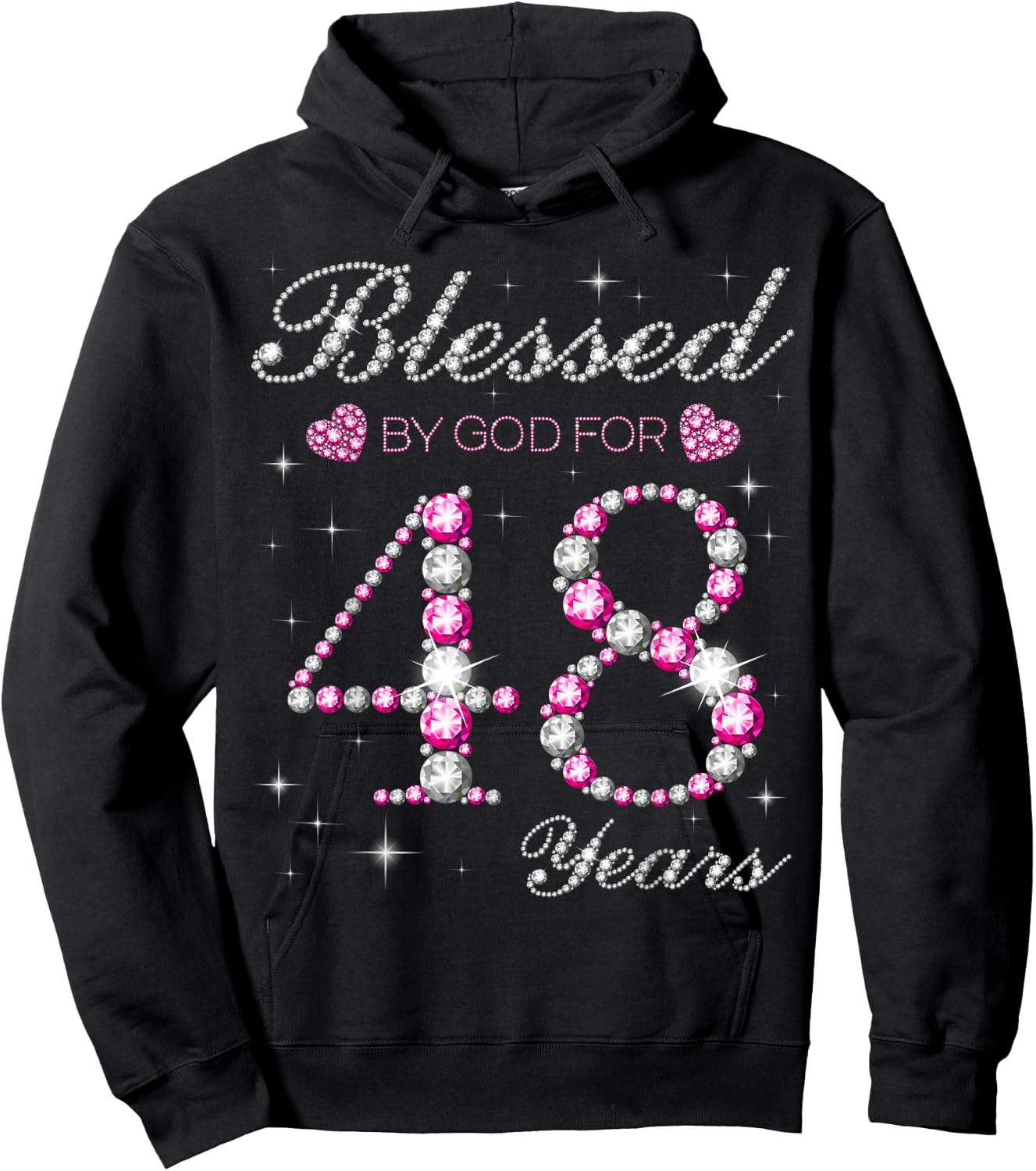 Blessed By God For 48 Years Old 48th Birthday Party B-day Hoodie - Hoodie | Black