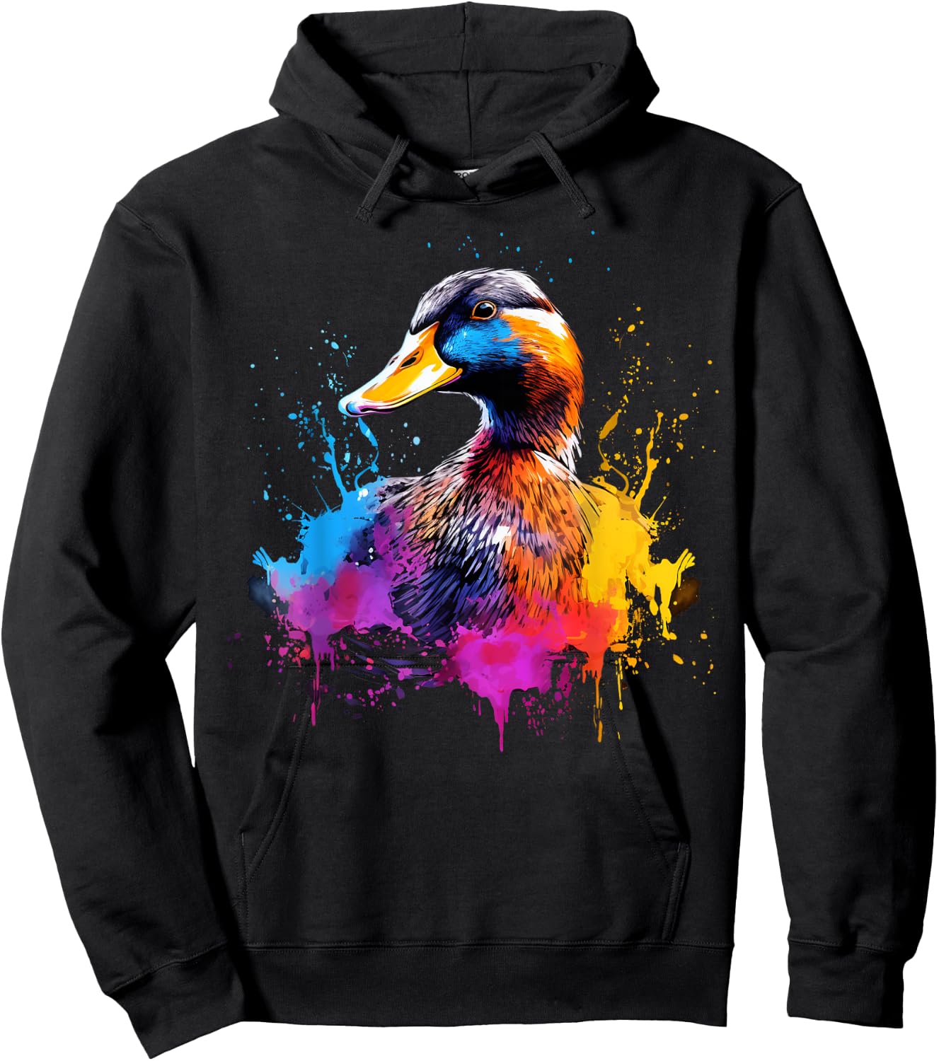Cool Duck on colorful painted Duck Hoodie - Hoodie | Black
