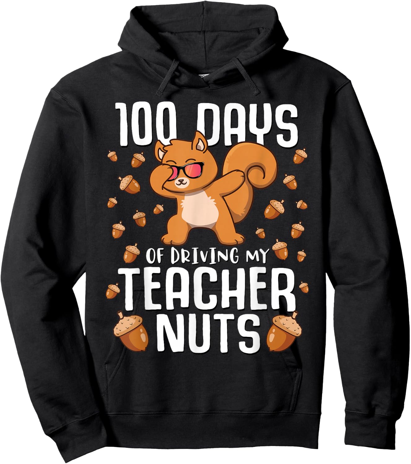 Boys 100 Days of Driving My Teacher Nuts Squirrel School Hoodie - Hoodie | Black