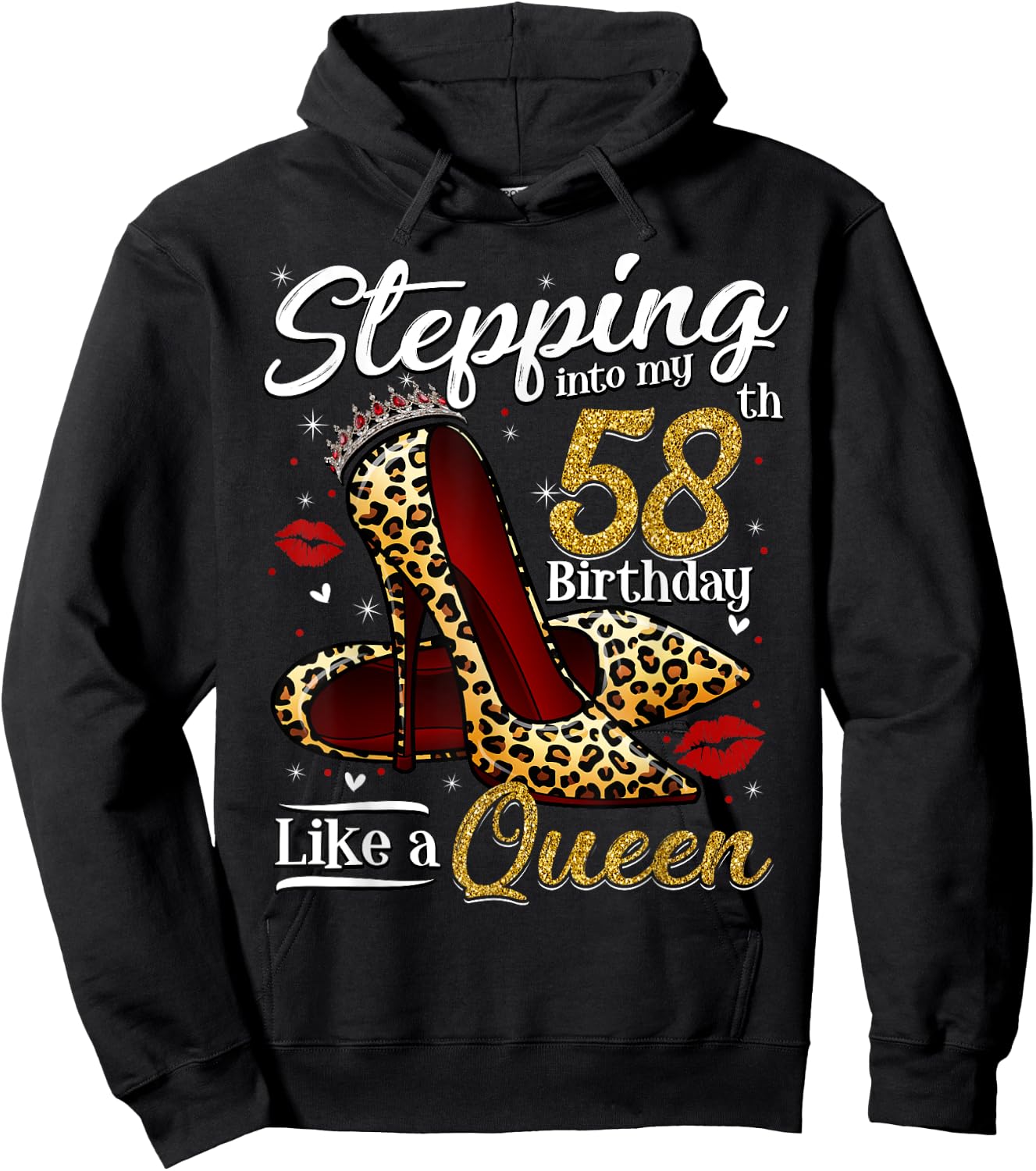 High Heels Stepping Into My 58th Birthday 58 and Fabulous Hoodie - Hoodie | Black