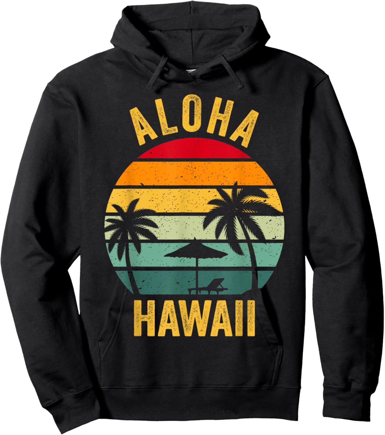 Aloha Hawaii Family Holiday Retro Sunset Hawaiian Island , Black, S Hoodie - Hoodie | Black