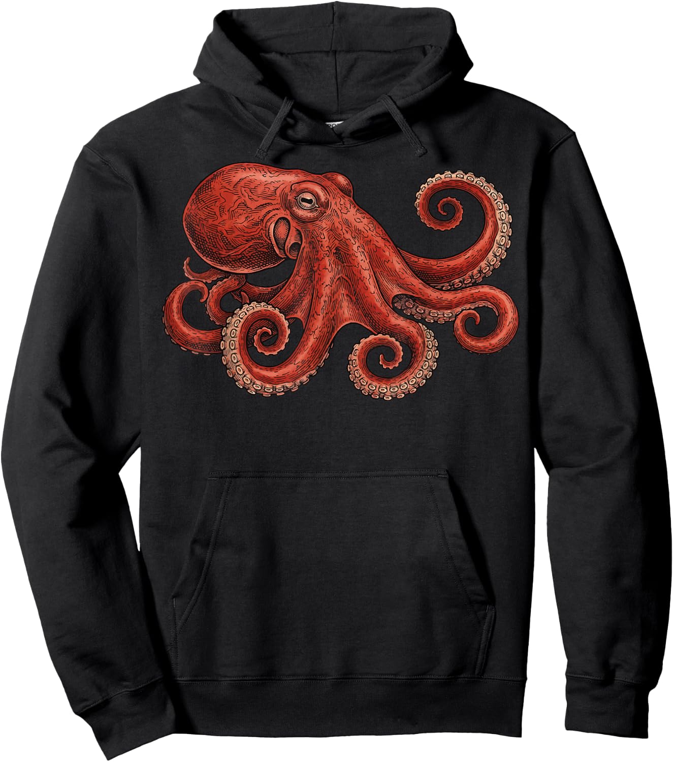 Red Octopus Hoodie - Hoodie | Black