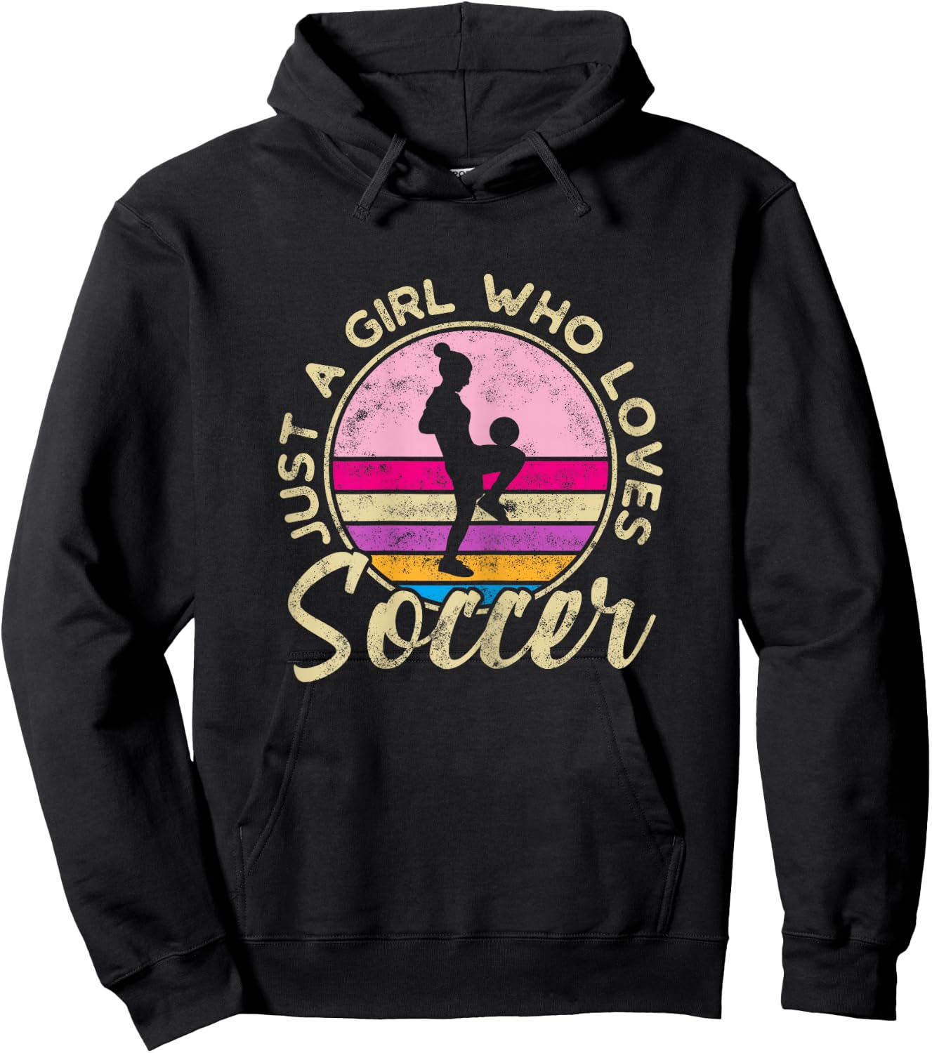 Just a Girl who Loves Soccer Women Retro Vintage Soccer Hoodie - Hoodie | Black