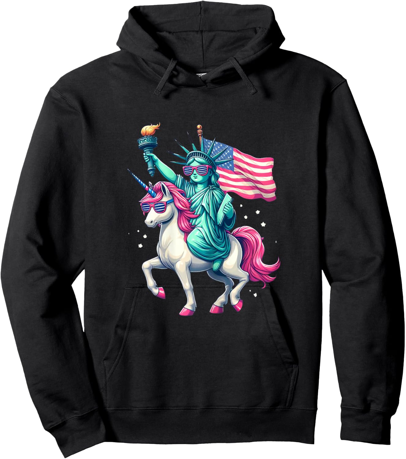 Unicorn Statue Of Liberty Funny 4th Of July Kids Boys Girls Hoodie - Hoodie | Black