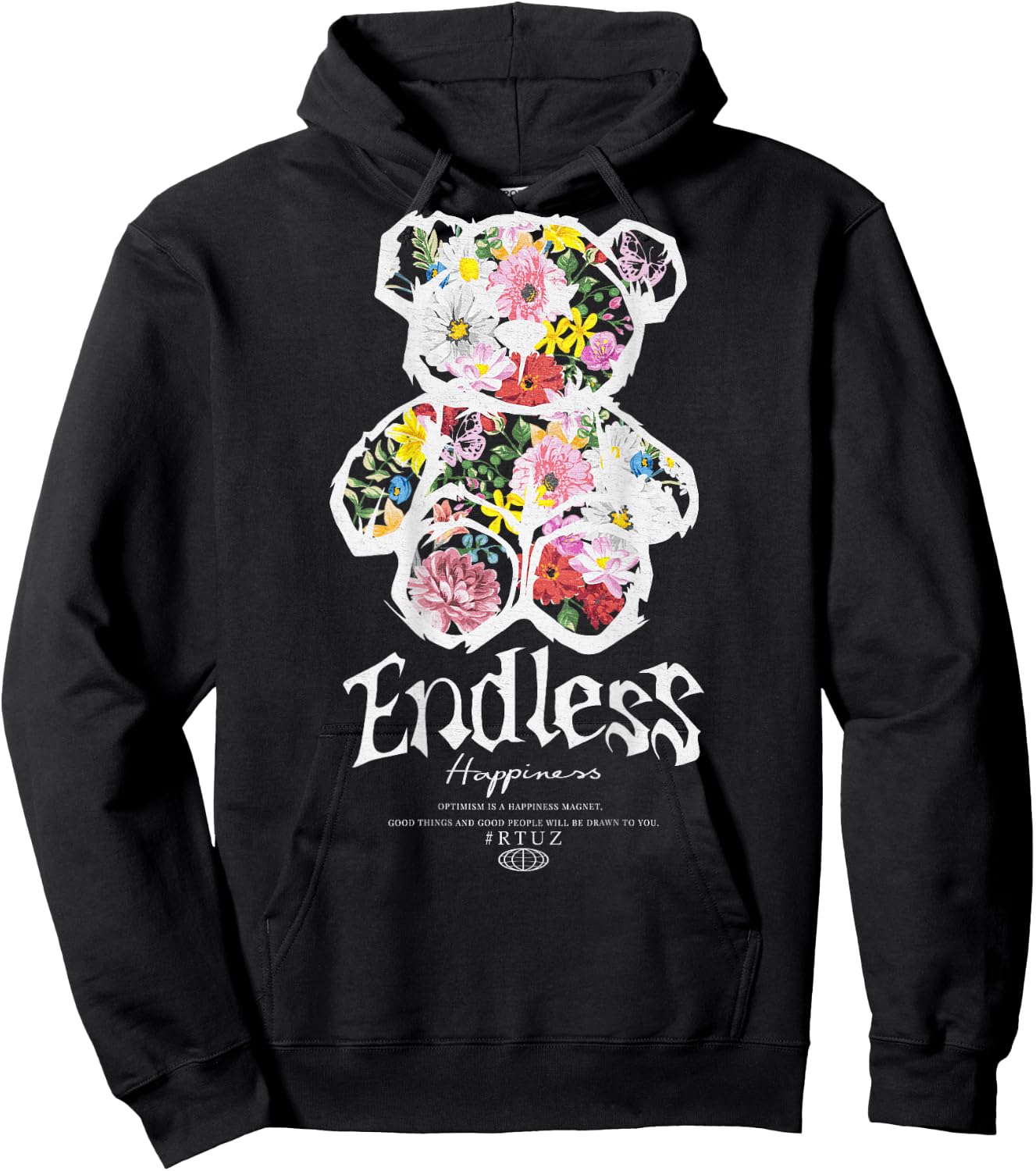 Hip Hop Vintage Edgy Urban Y2K Backprint Streetwear Teddy Hoodie - Hoodie | Black