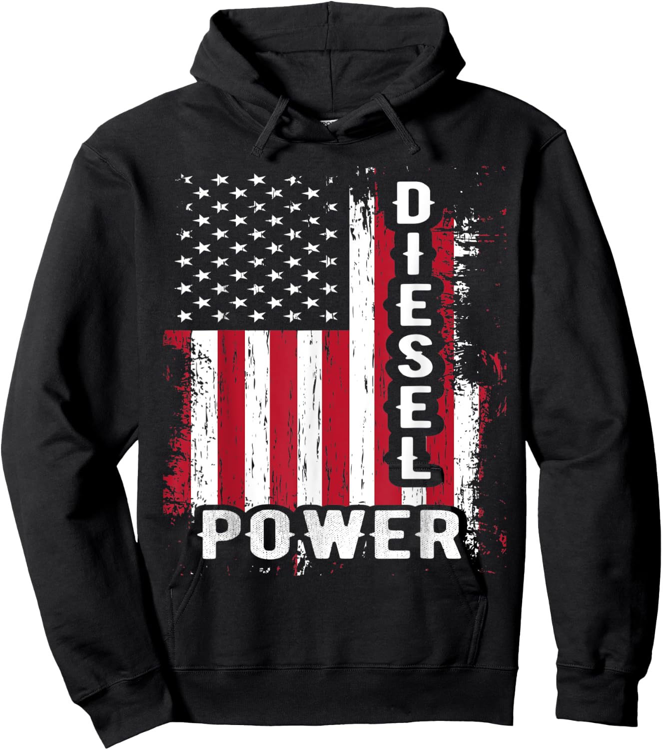 Patriotic American Flag Diesel Mechanic Diesel Power Flag Women Kids Men Hoodie - Hoodie | Black
