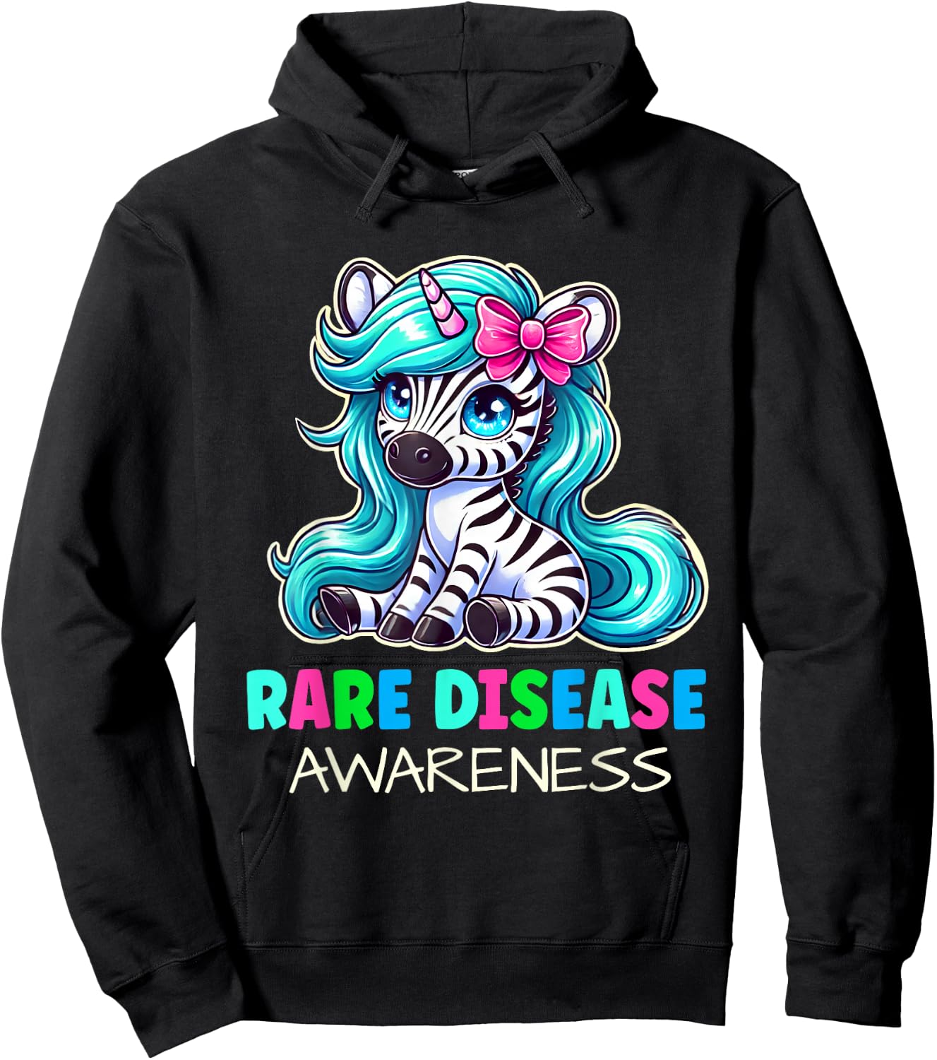 Rare Disease Awareness Zabra Ribbon Rare Disease Day Kids Hoodie - Hoodie | Black