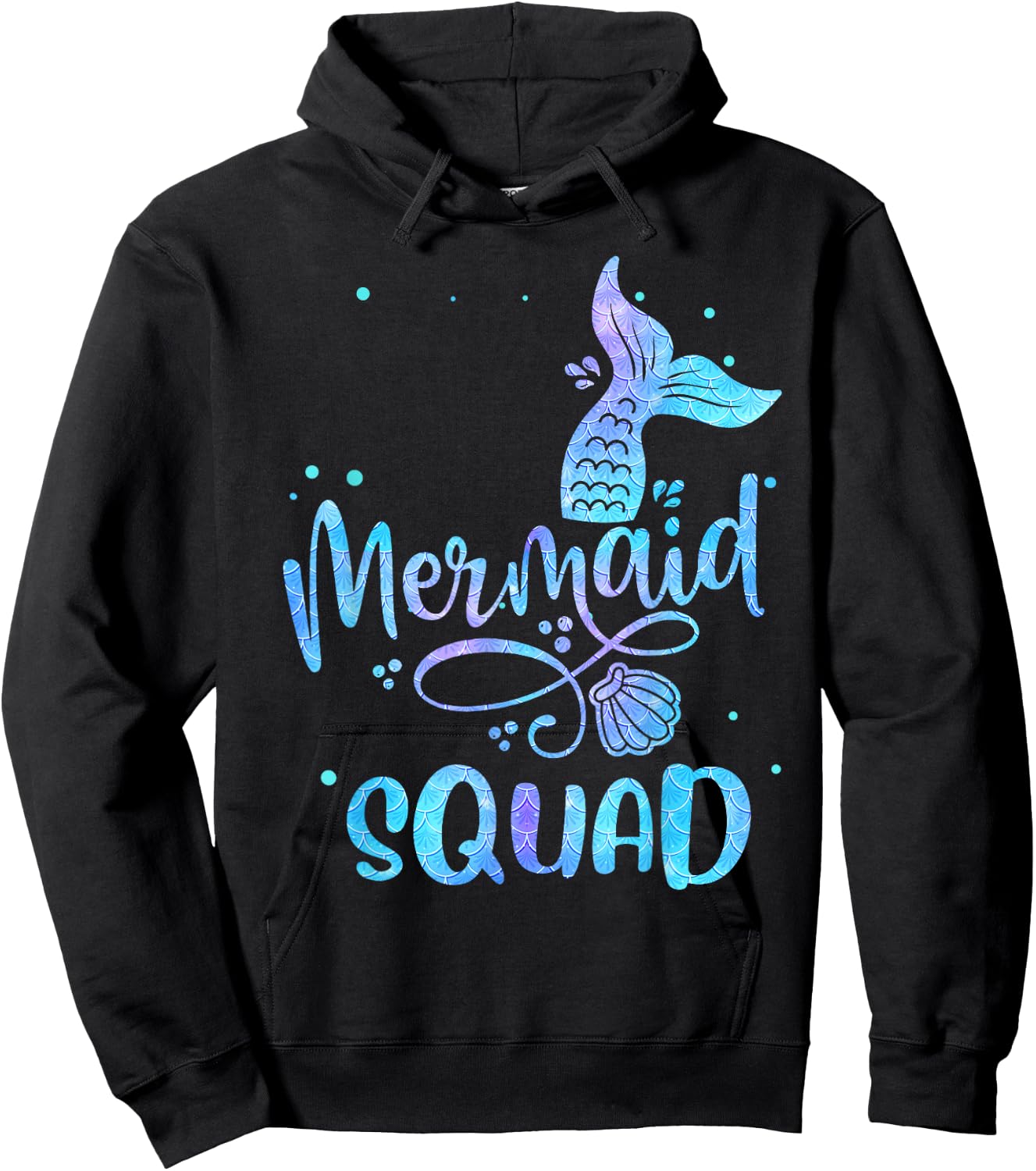 Mermaid Squad Cute Girls Birthday Squad Mermaid Tail Party Hoodie - Hoodie | Black