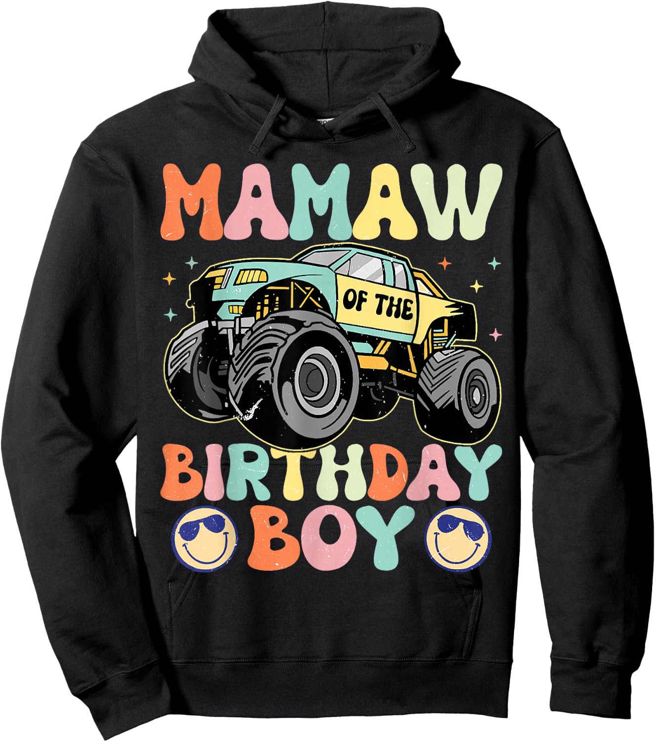 Monster Truck Mamaw Of The Birthday Boy Matching Family Hoodie - Hoodie | Black